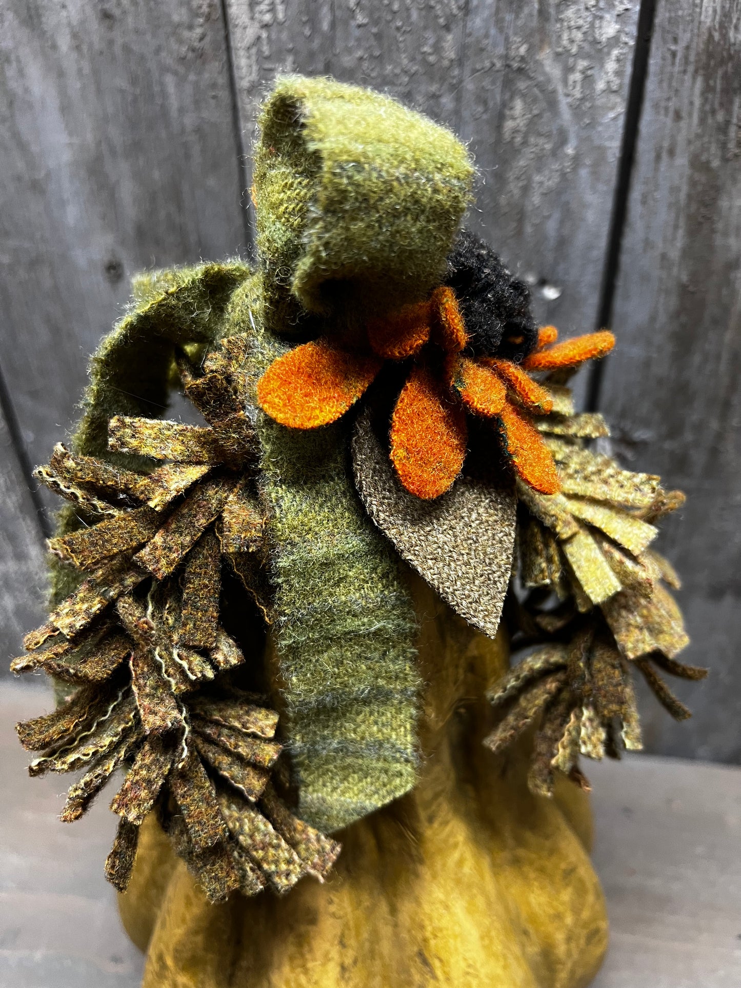 Paper Mache Pumpkin, 10.5", WOOL SUNFLOWERS