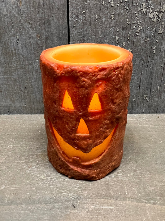 Candle, Pillar, Timer, 3”, JACK-O-LANTERN