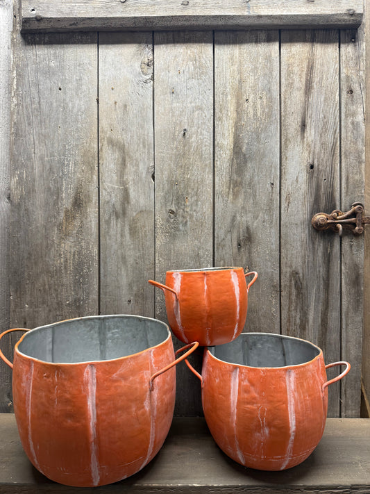 Planter, 5"/7"/8", METAL PUMPKIN