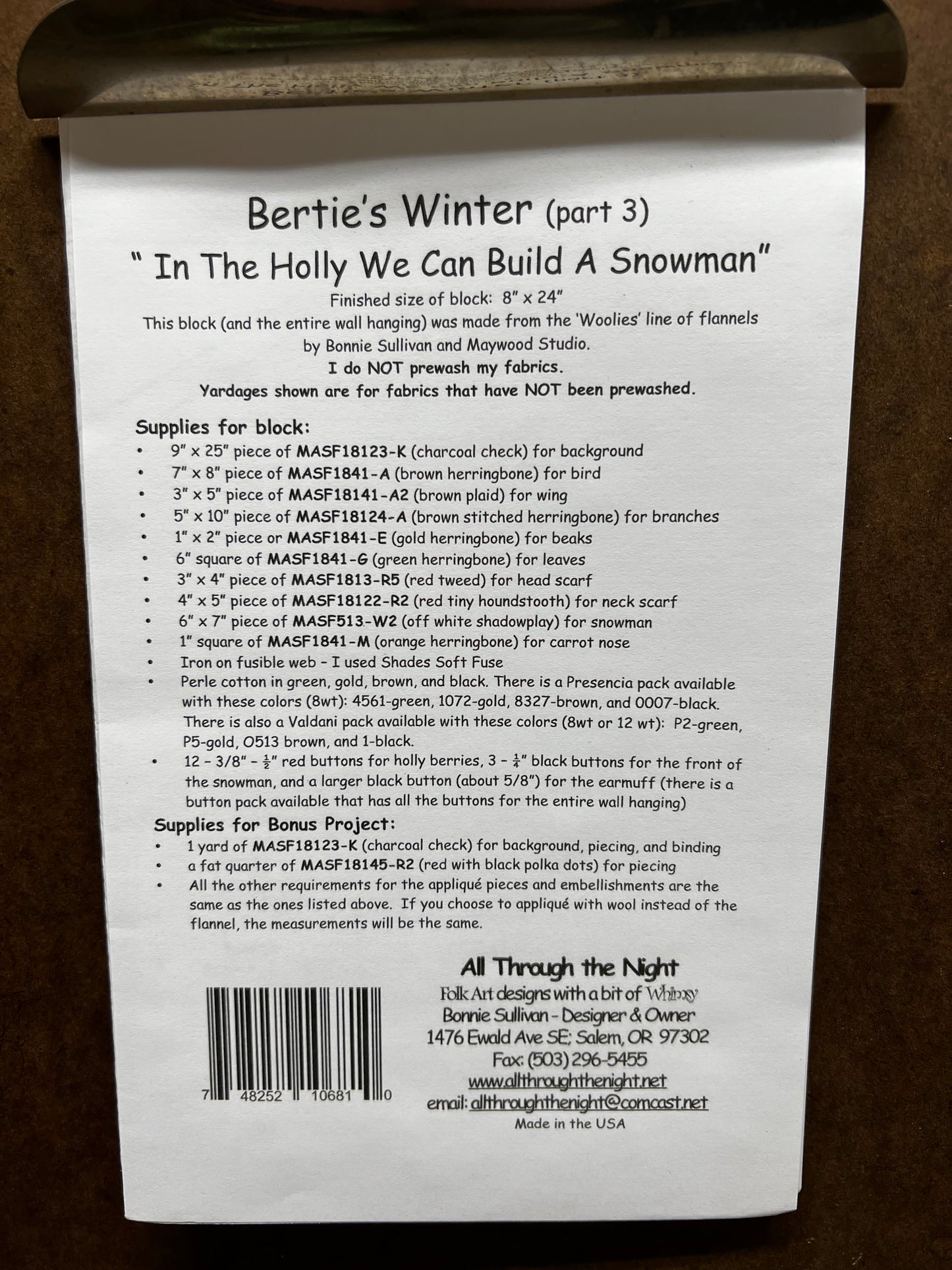 Pattern, BERTIE'S WINTER (Part 1)