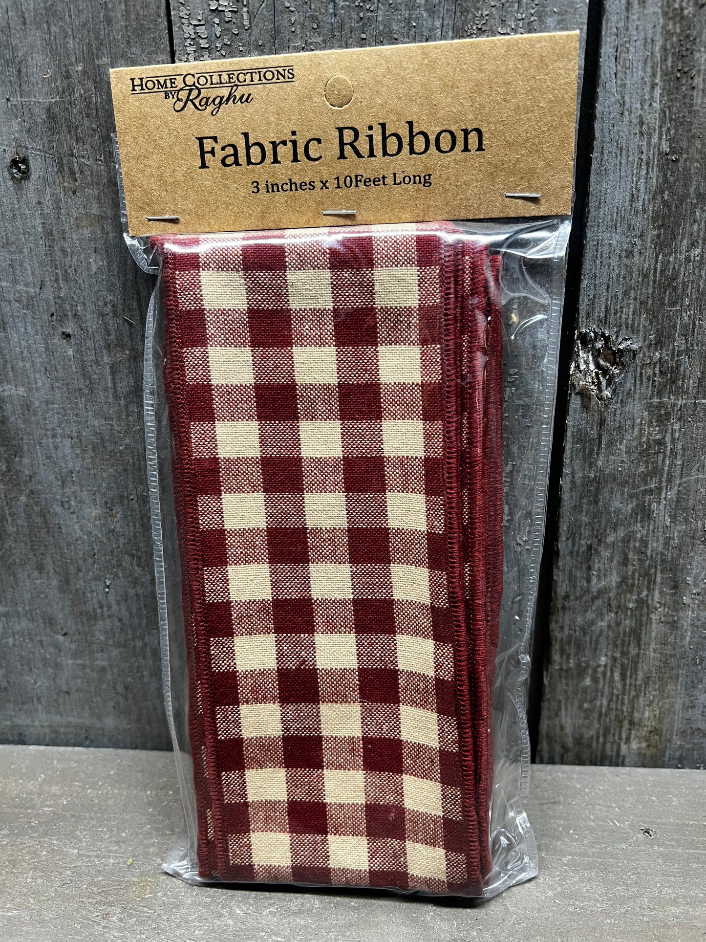 Ribbon, CHECKED, BARN RED