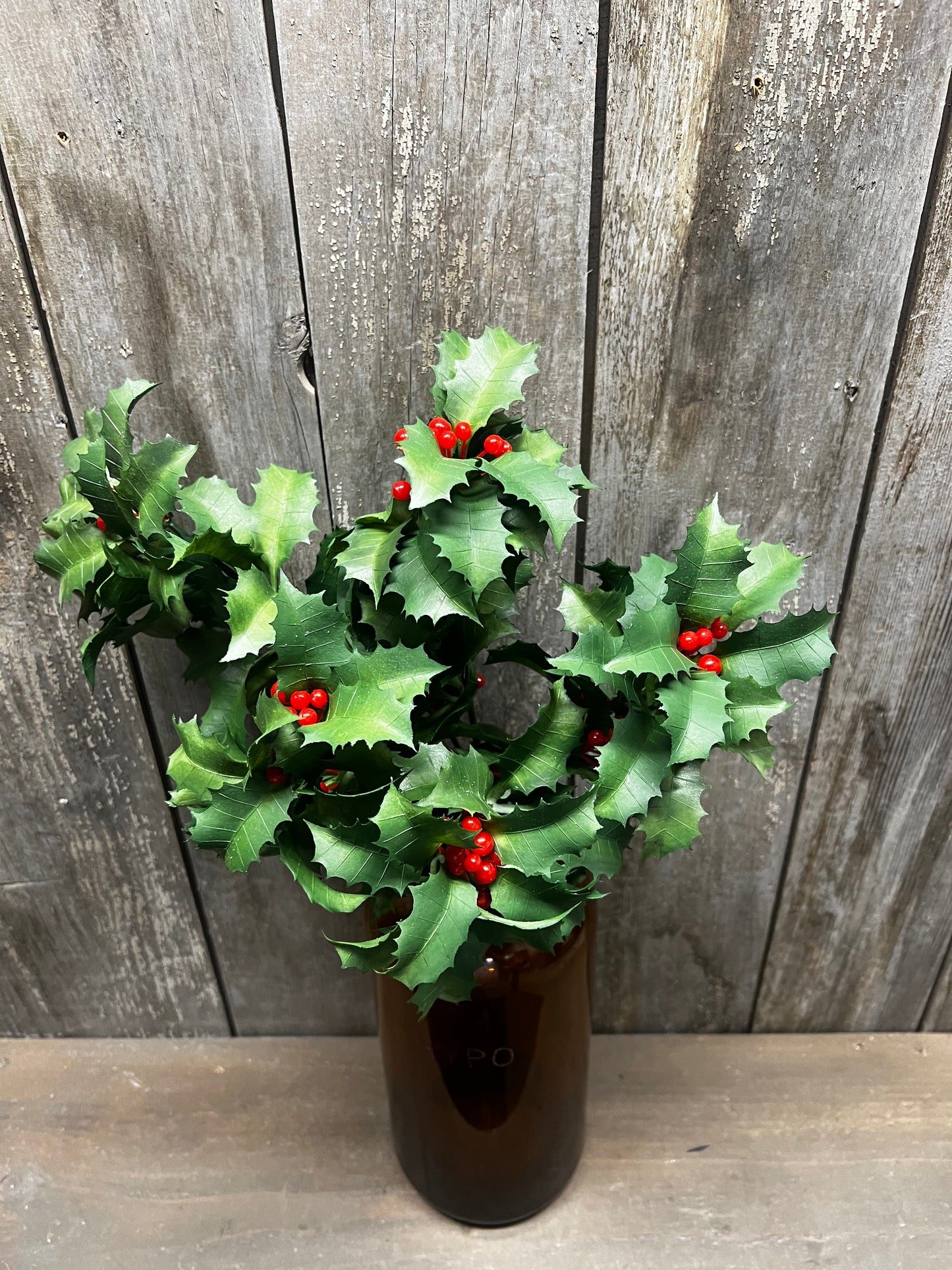 Bush, 14”, HOLLY & BERRIES