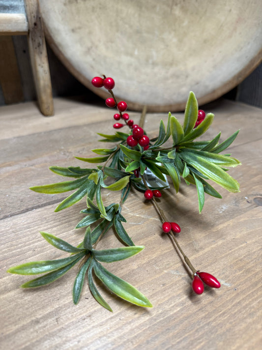 Pick, 12", RED BERRY & YEW PINE