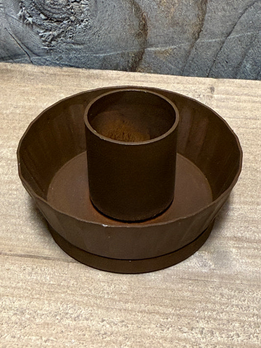 Candle Holder, Taper, Fluted, RUSTY