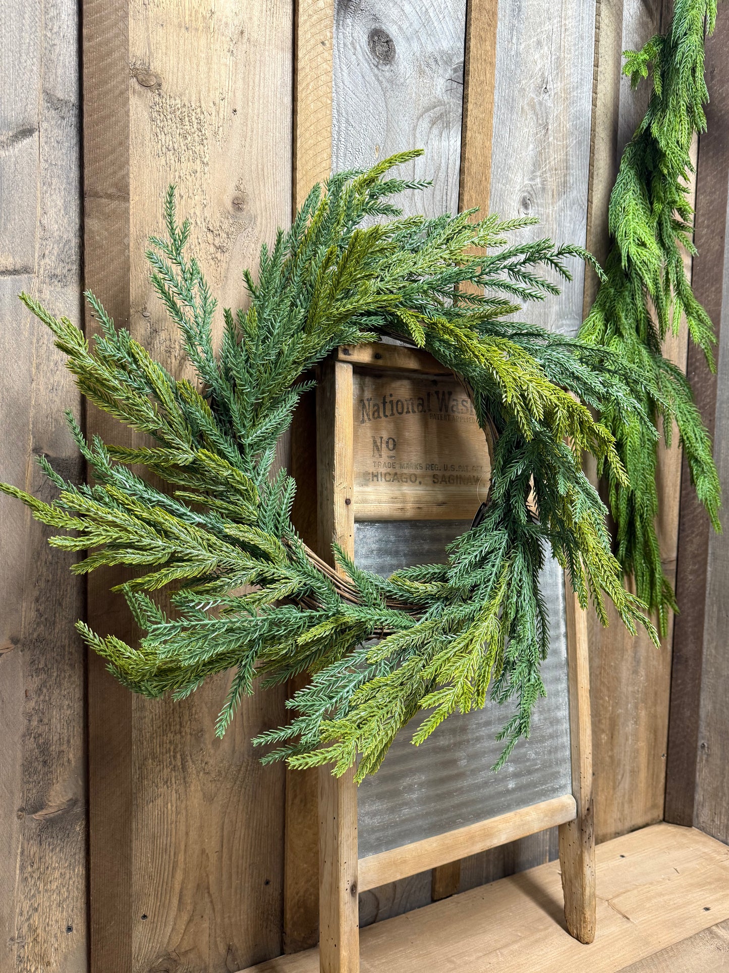 Wreath, 21” Overall, FRESH TOUCH NORFOLK PINE