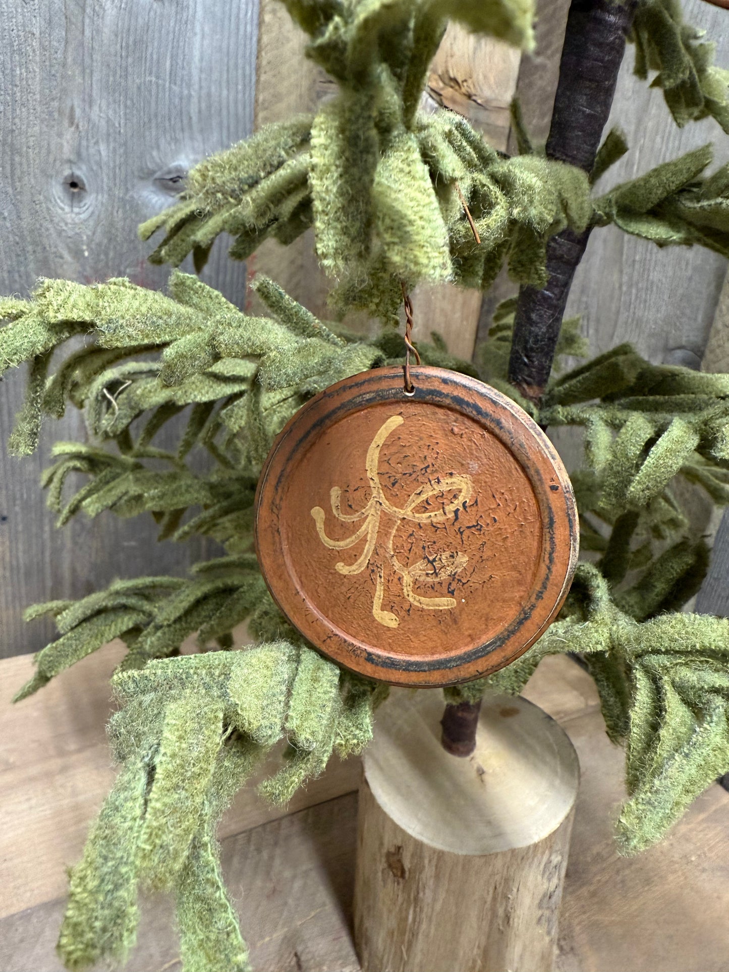 Ornament, Wooden, Set/6, “REDWARE”