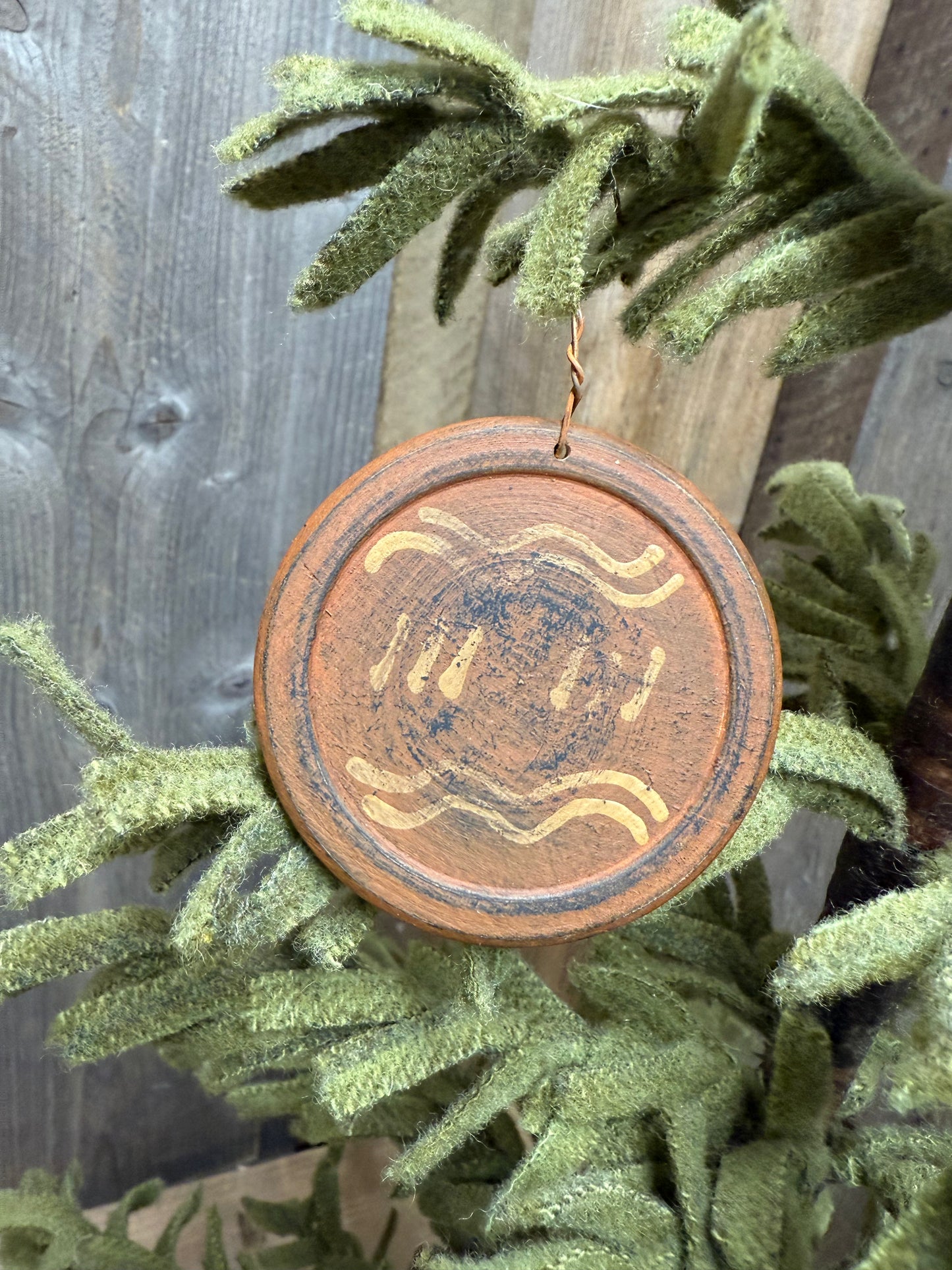 Ornament, Wooden, Set/6, “REDWARE”