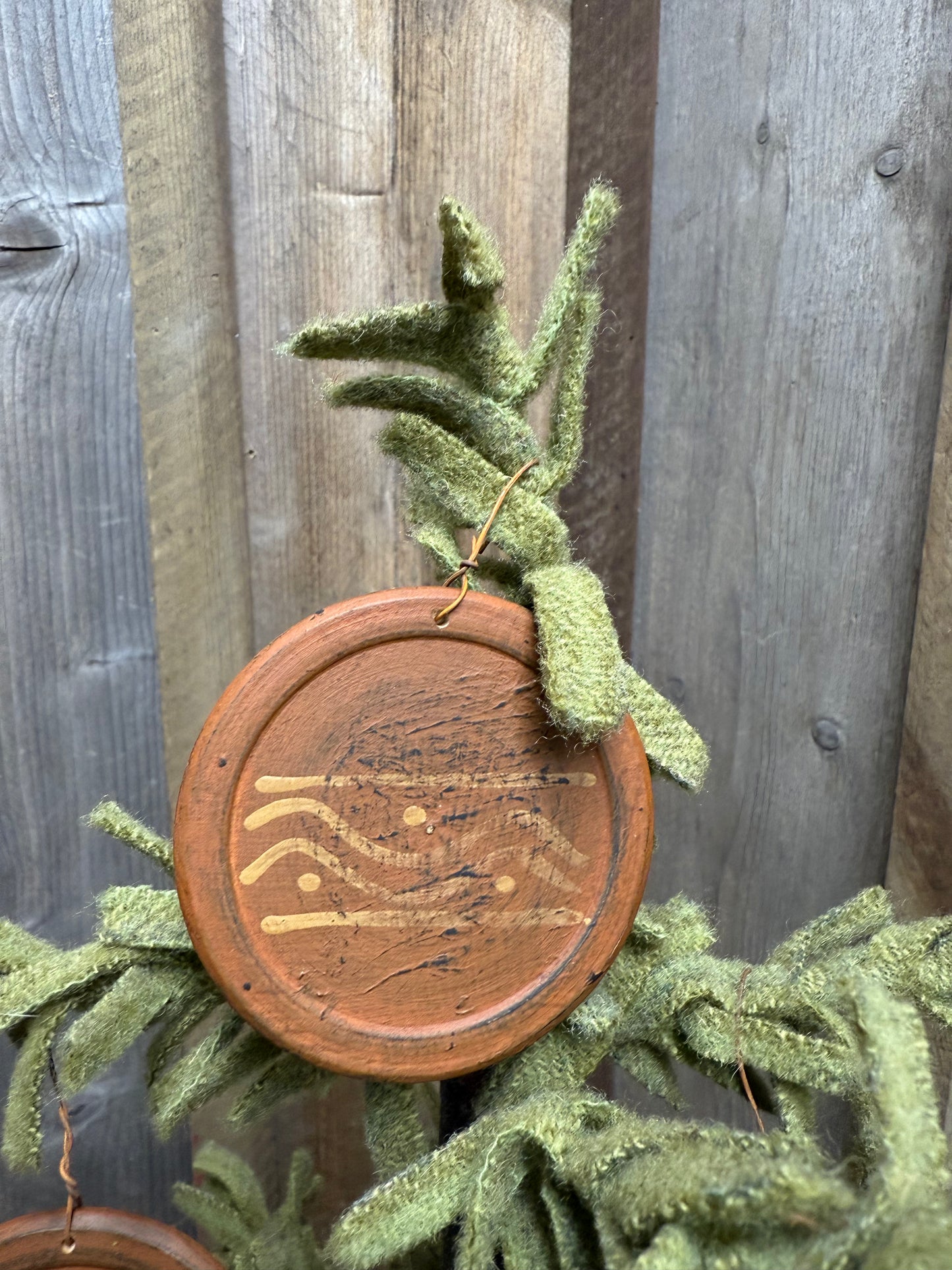 Ornament, Wooden, Set/6, “REDWARE”