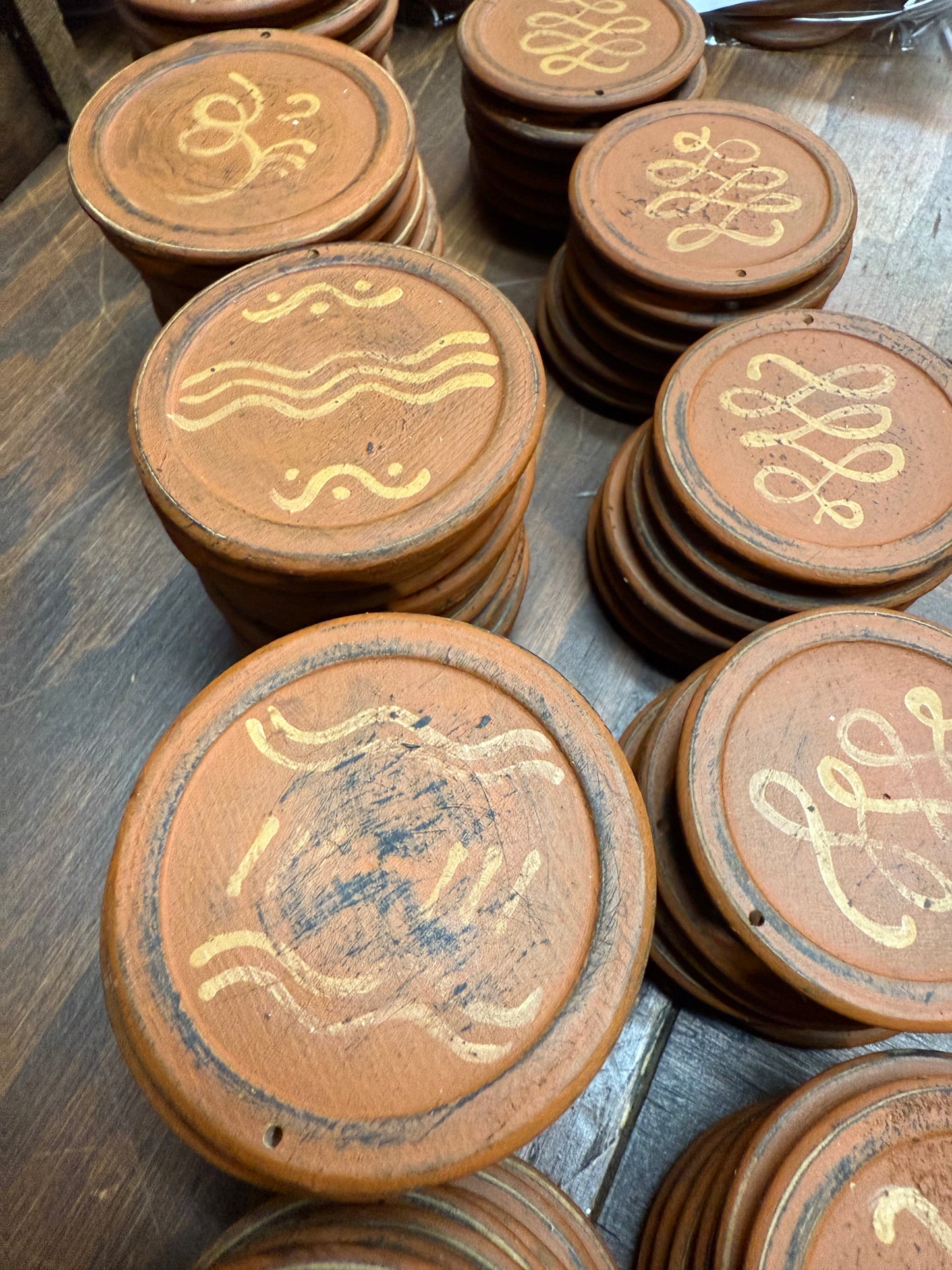 Ornament, Wooden, Set/6, “REDWARE”