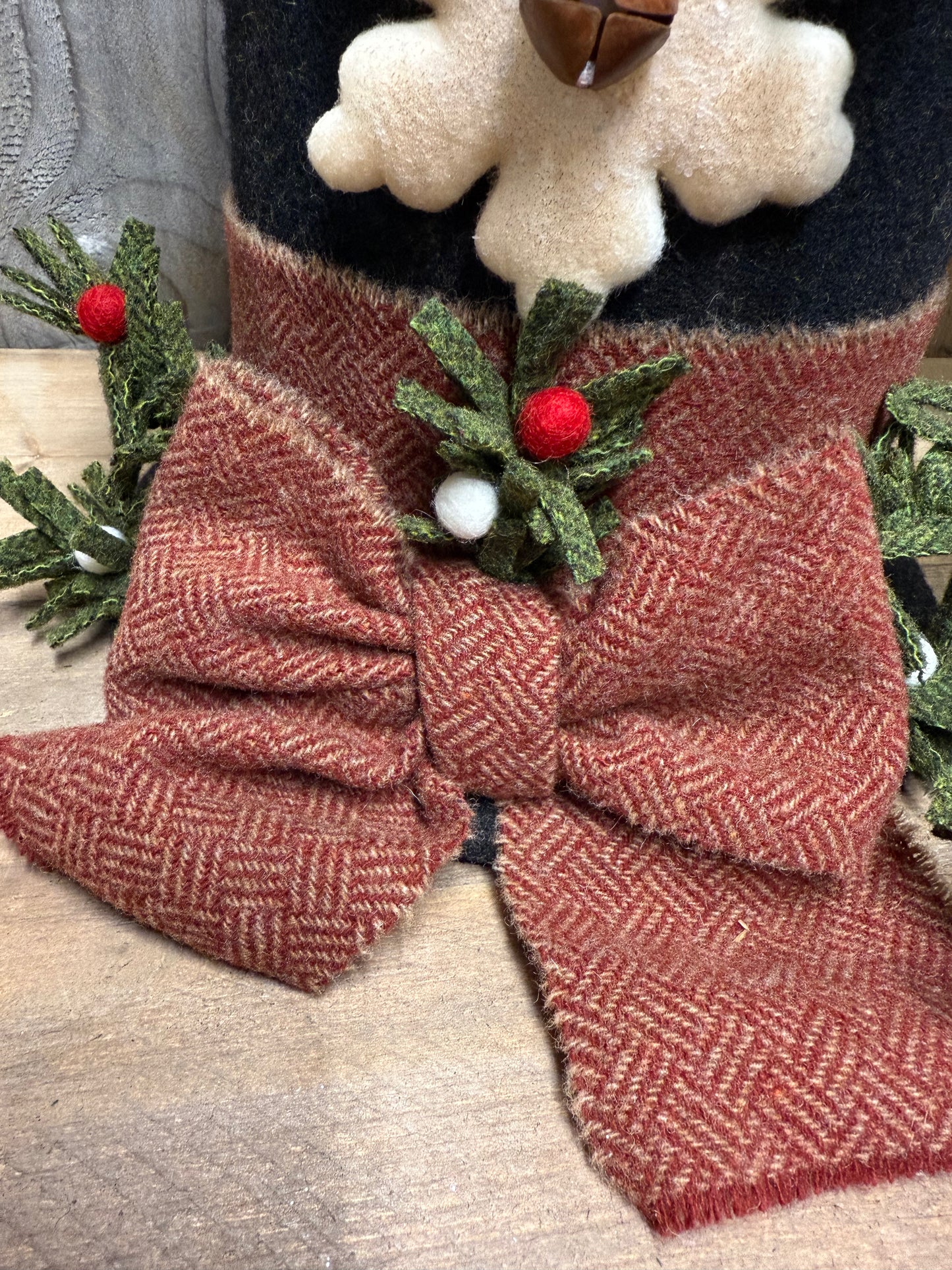 Wool Top Hat, 14", SNOWMAN & SNOWFLAKES