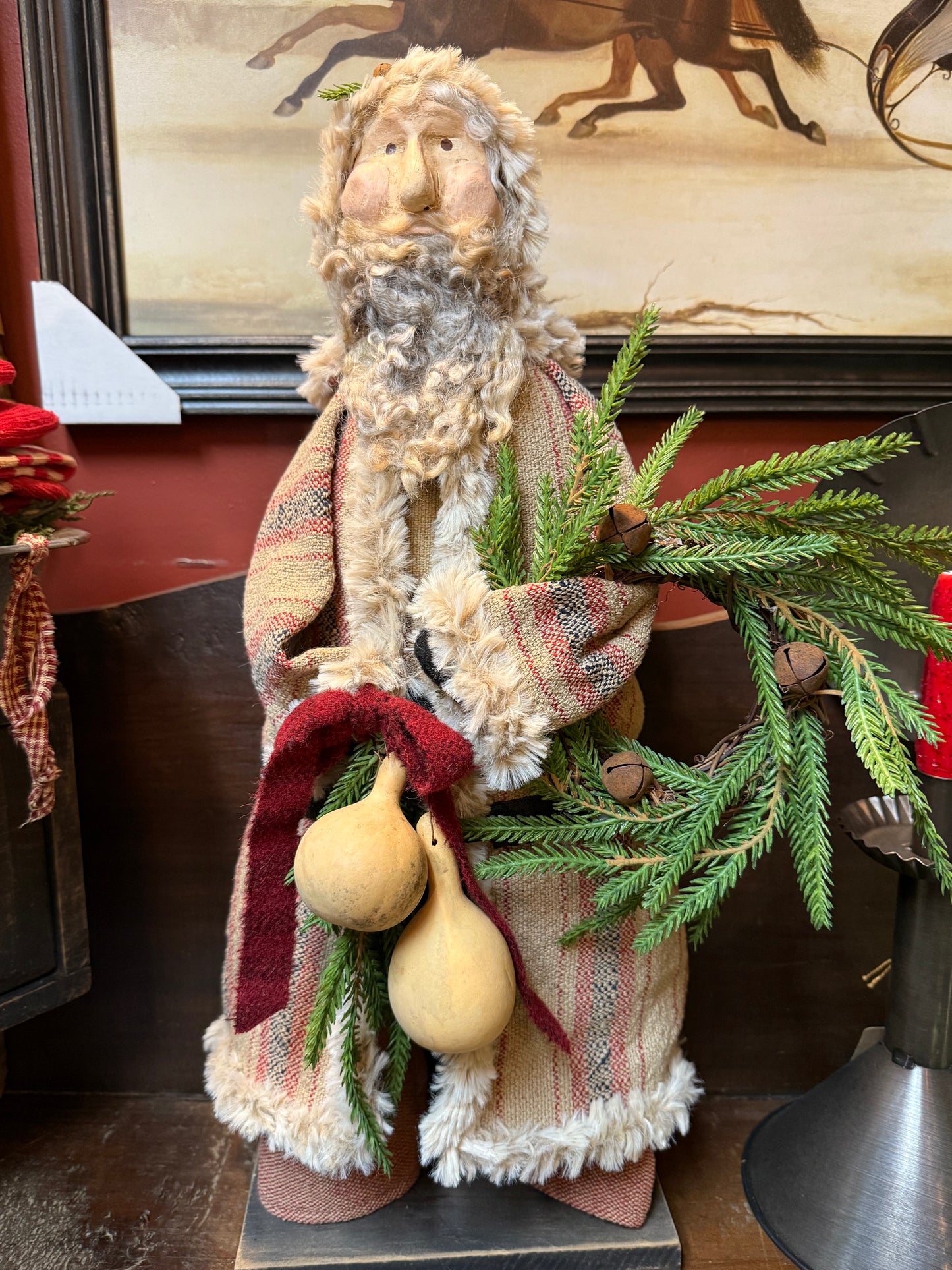 CLAY FACE SANTA, 21", Handcrafted, Assorted