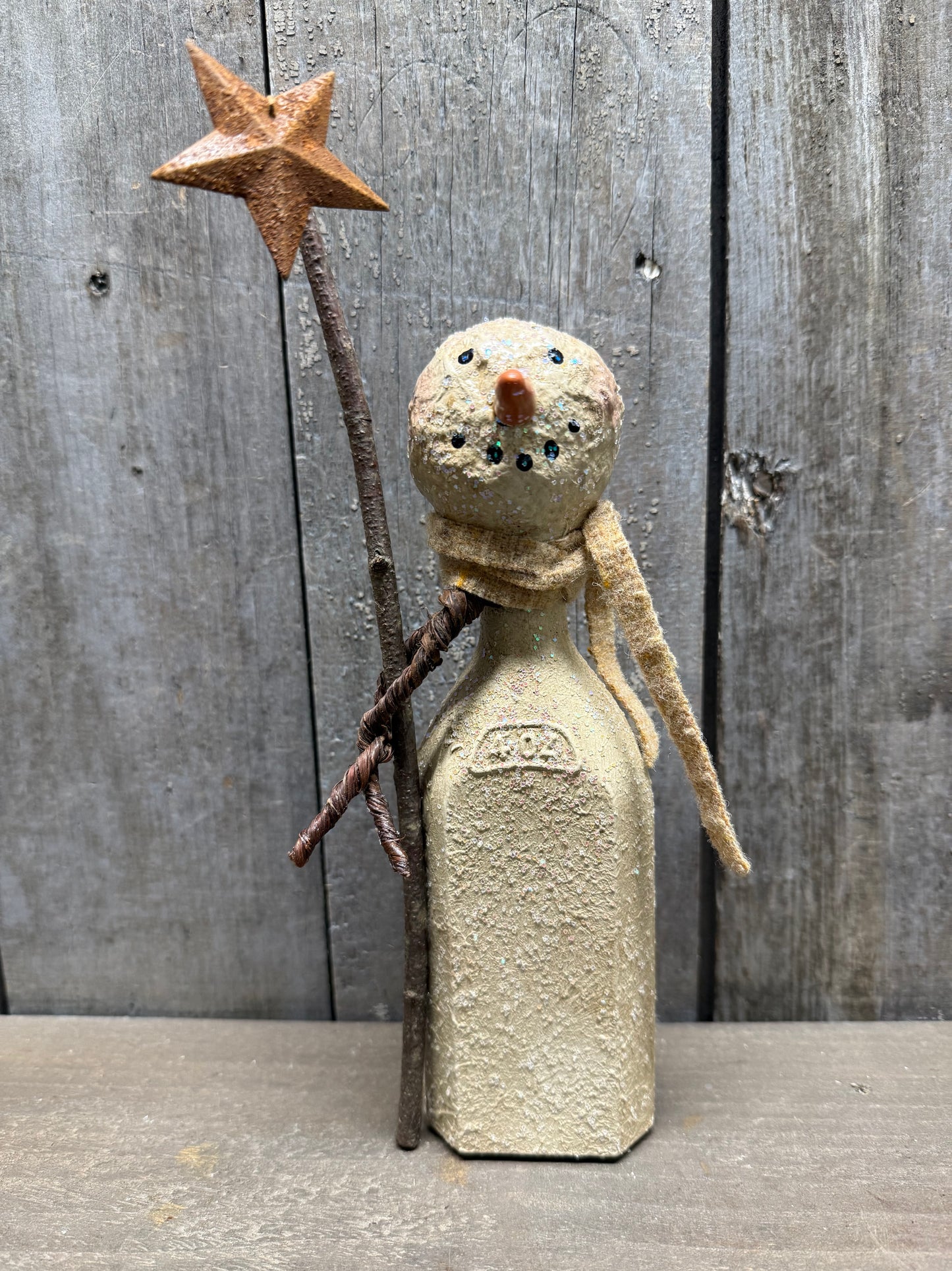 BOTTLE SNOWMAN, Hand Crafted, Assorted