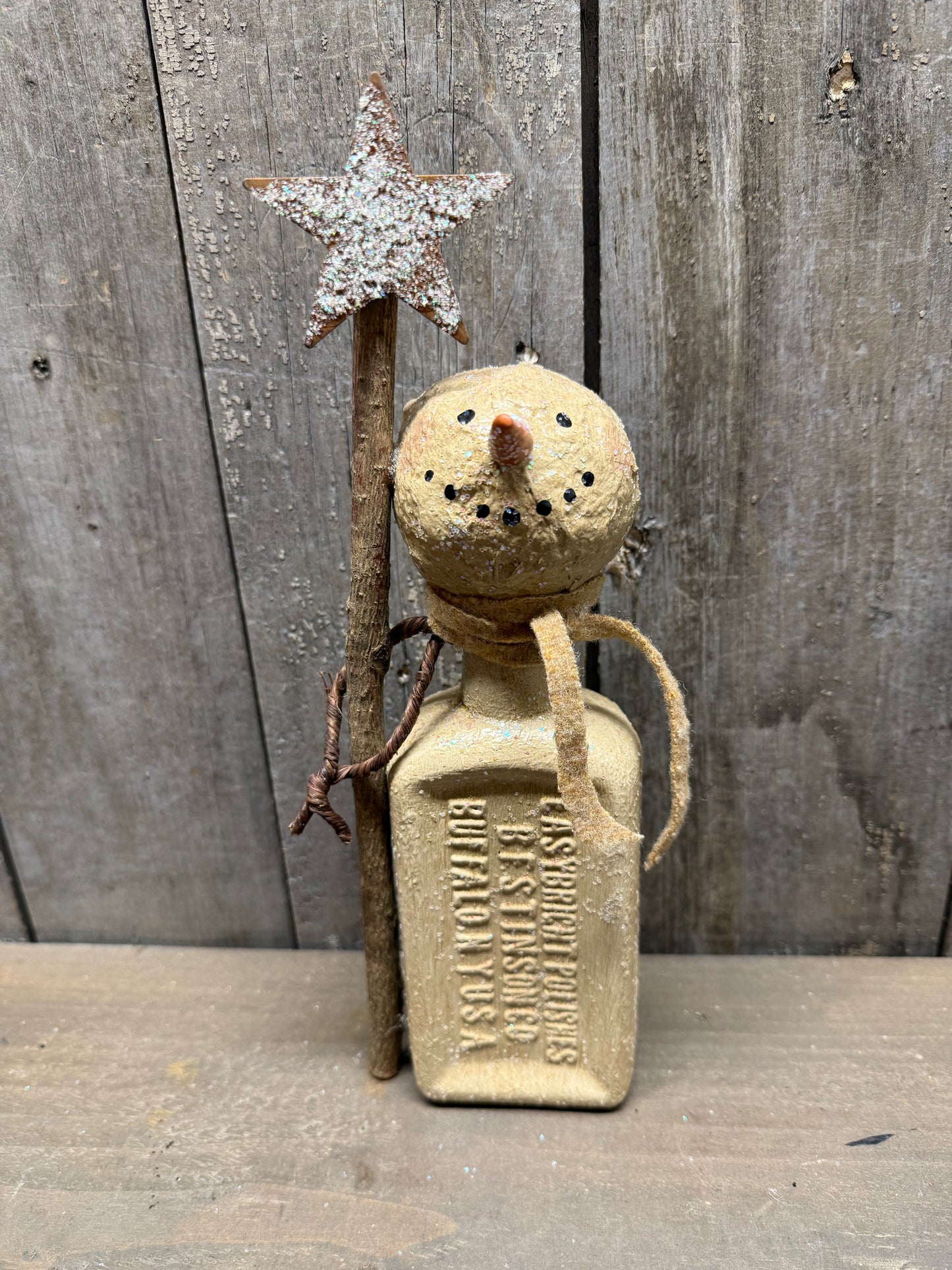 BOTTLE SNOWMAN, Hand Crafted, Assorted