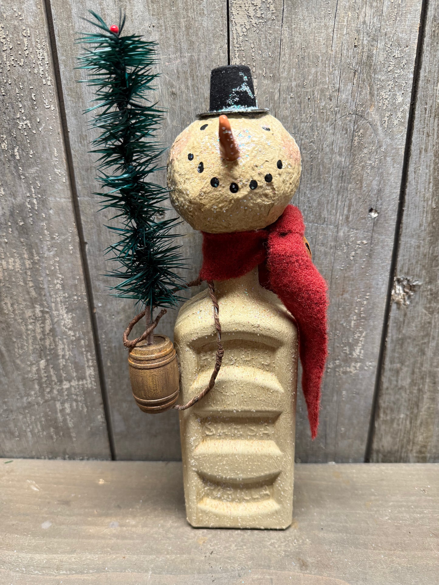 BOTTLE SNOWMAN, Hand Crafted, Assorted