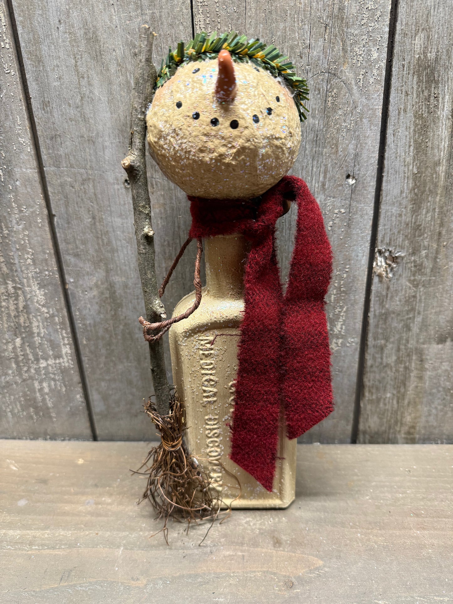 BOTTLE SNOWMAN, Hand Crafted, Assorted