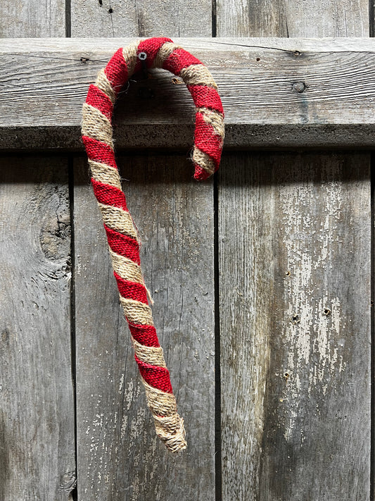 Candy Cane, 12", BURLAP