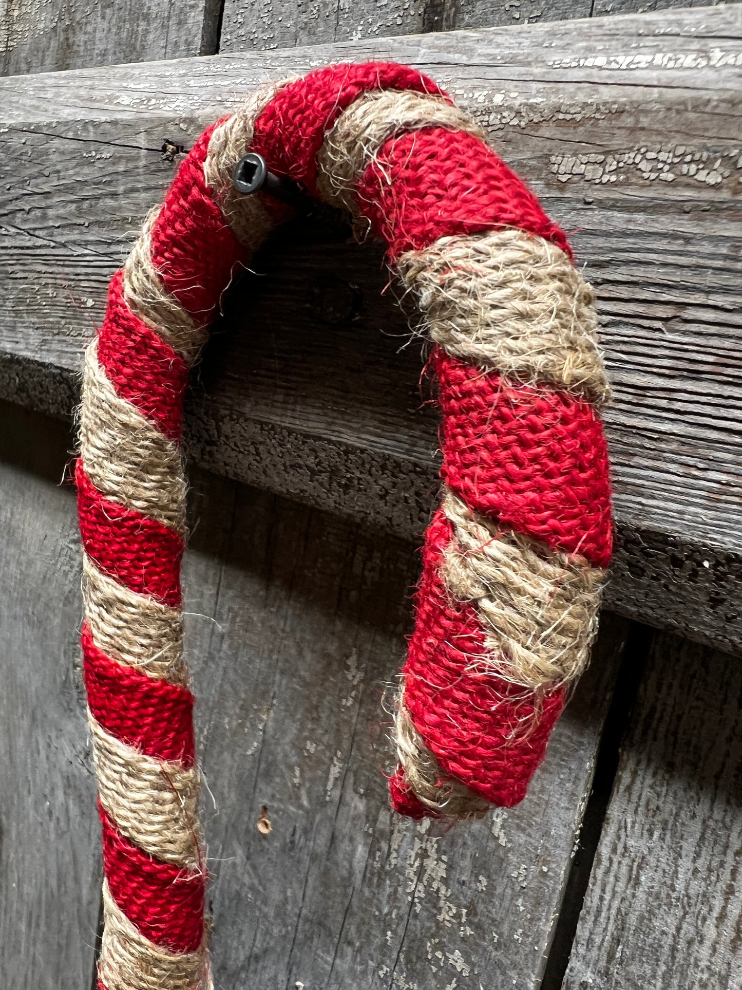 Candy Cane, 12", BURLAP