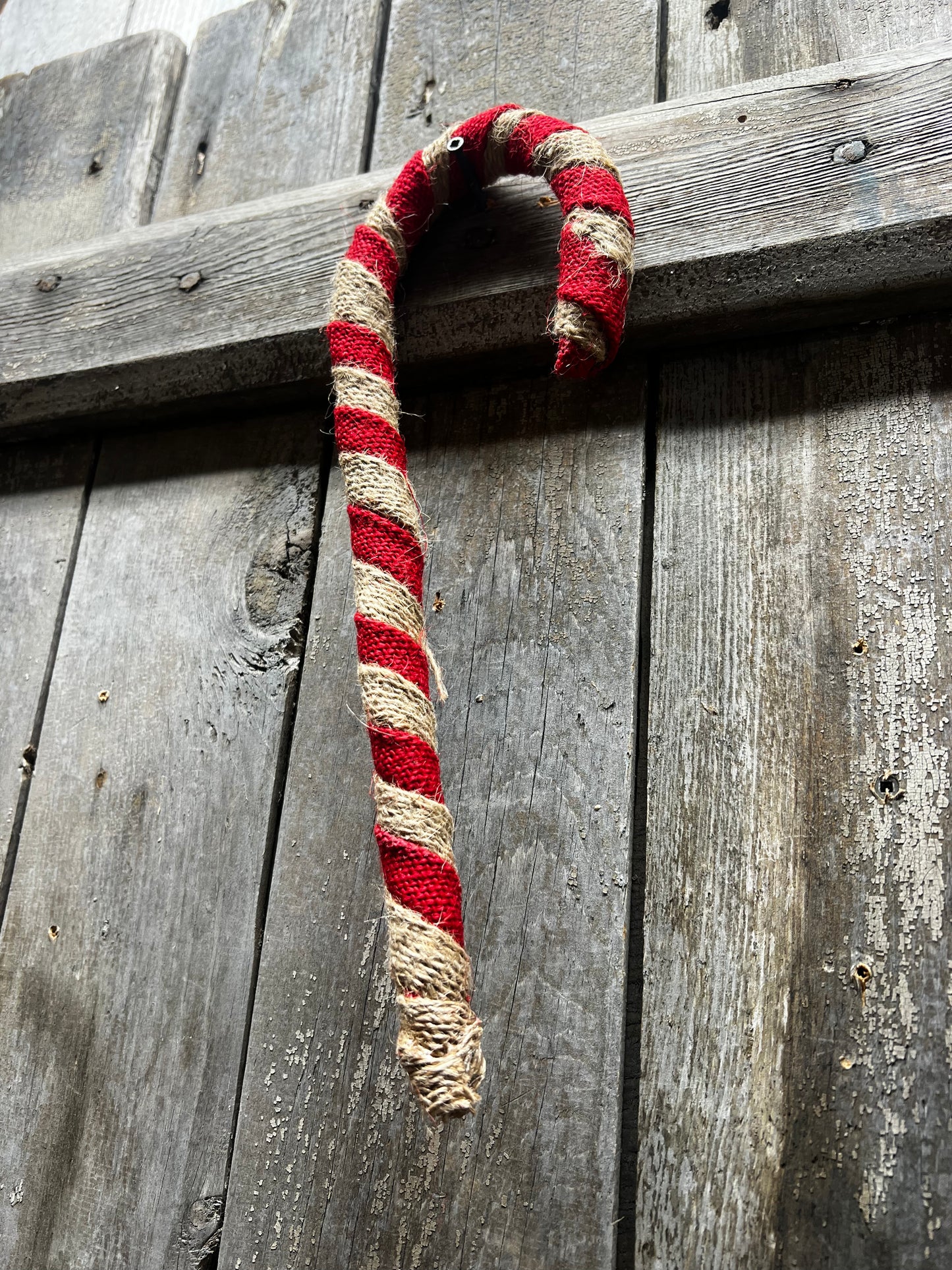 Candy Cane, 12", BURLAP