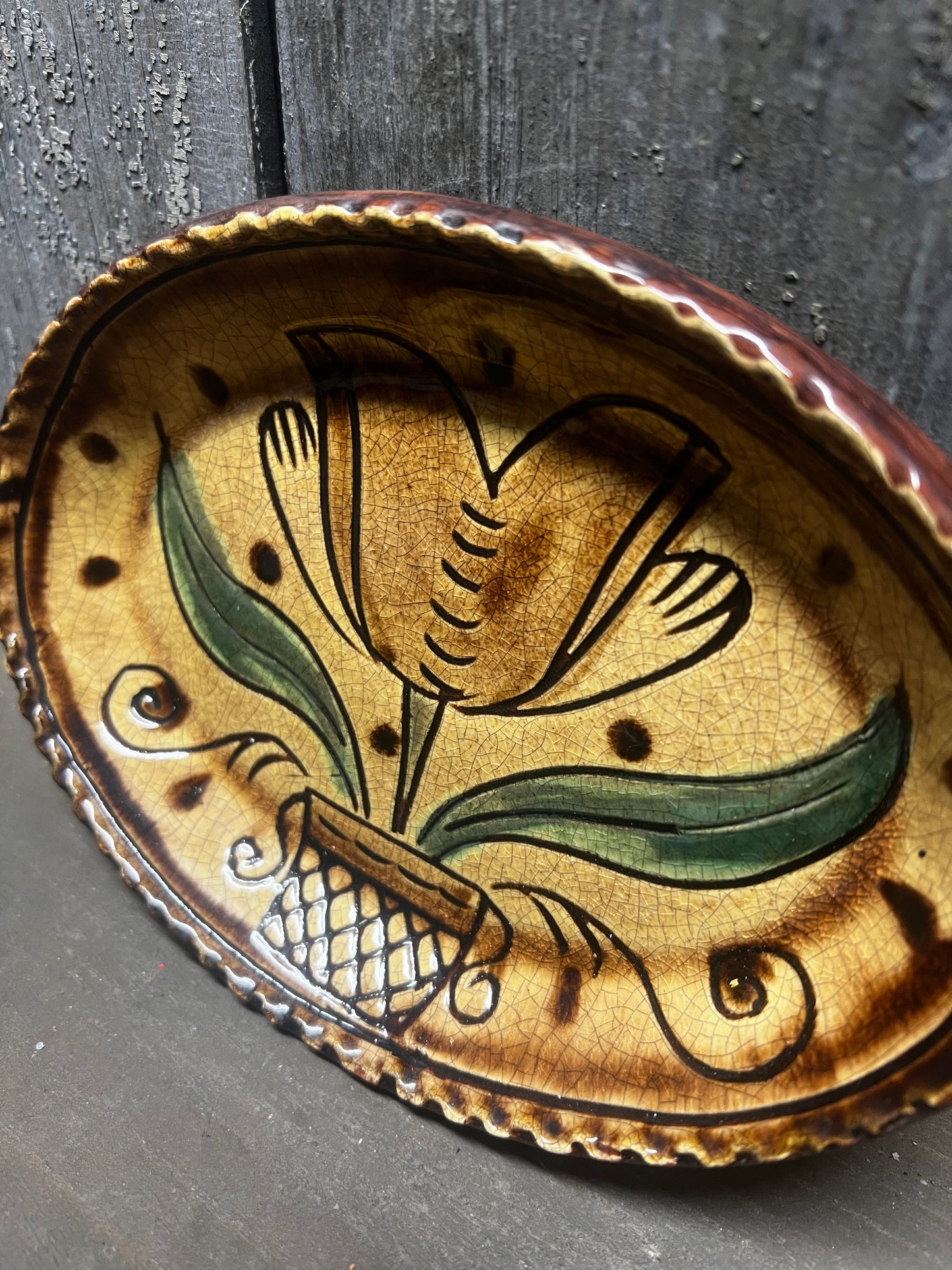 Plate, Oval, 6.5", FOLK ART TULIP