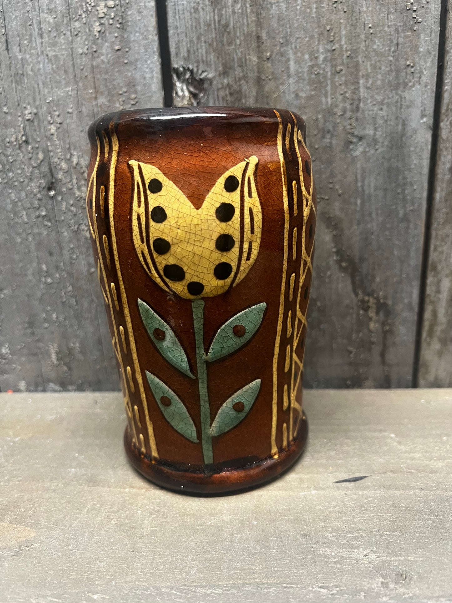 Vase, Redware 5.75", TULIP