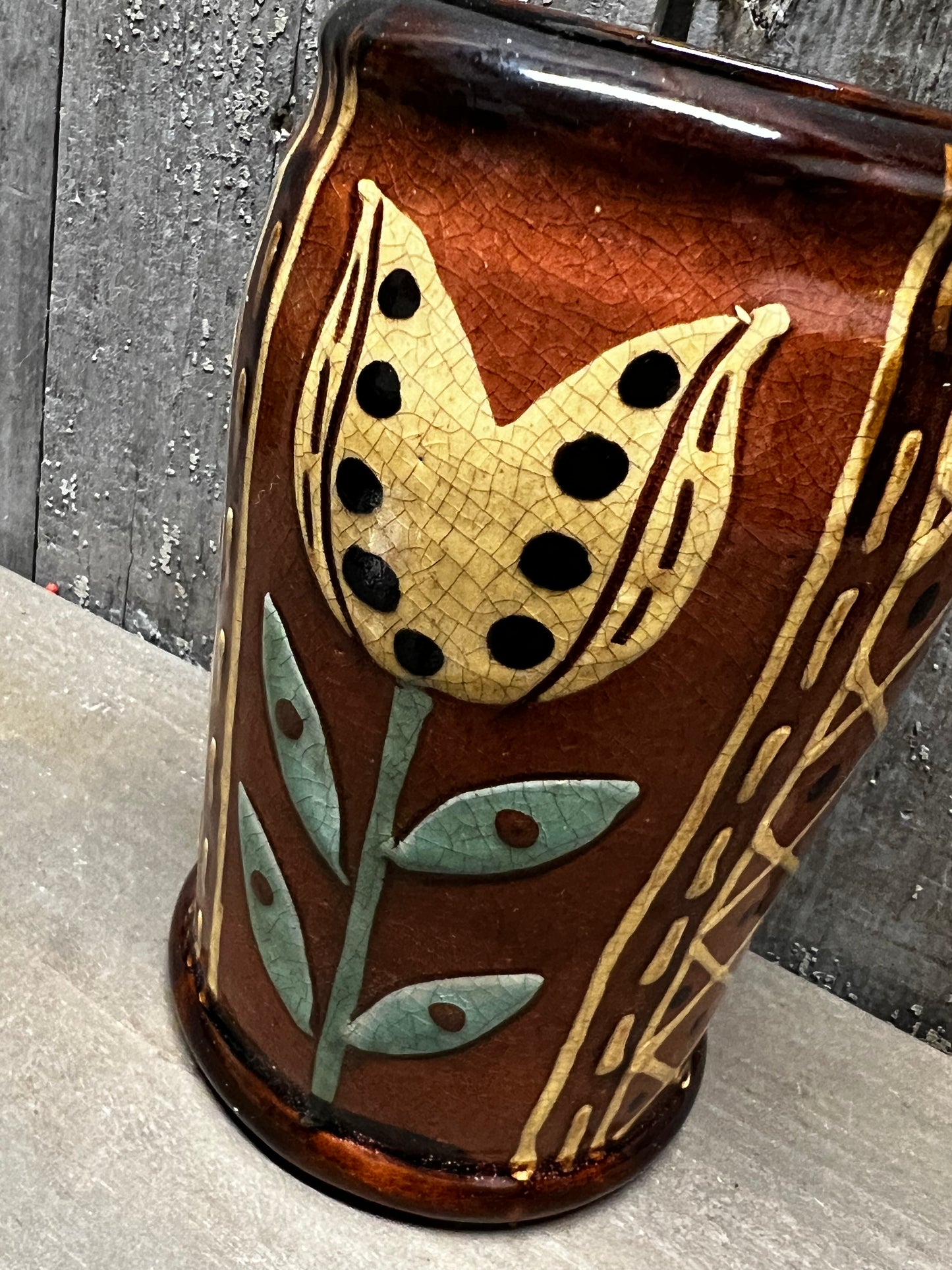 Vase, Redware 5.75", TULIP