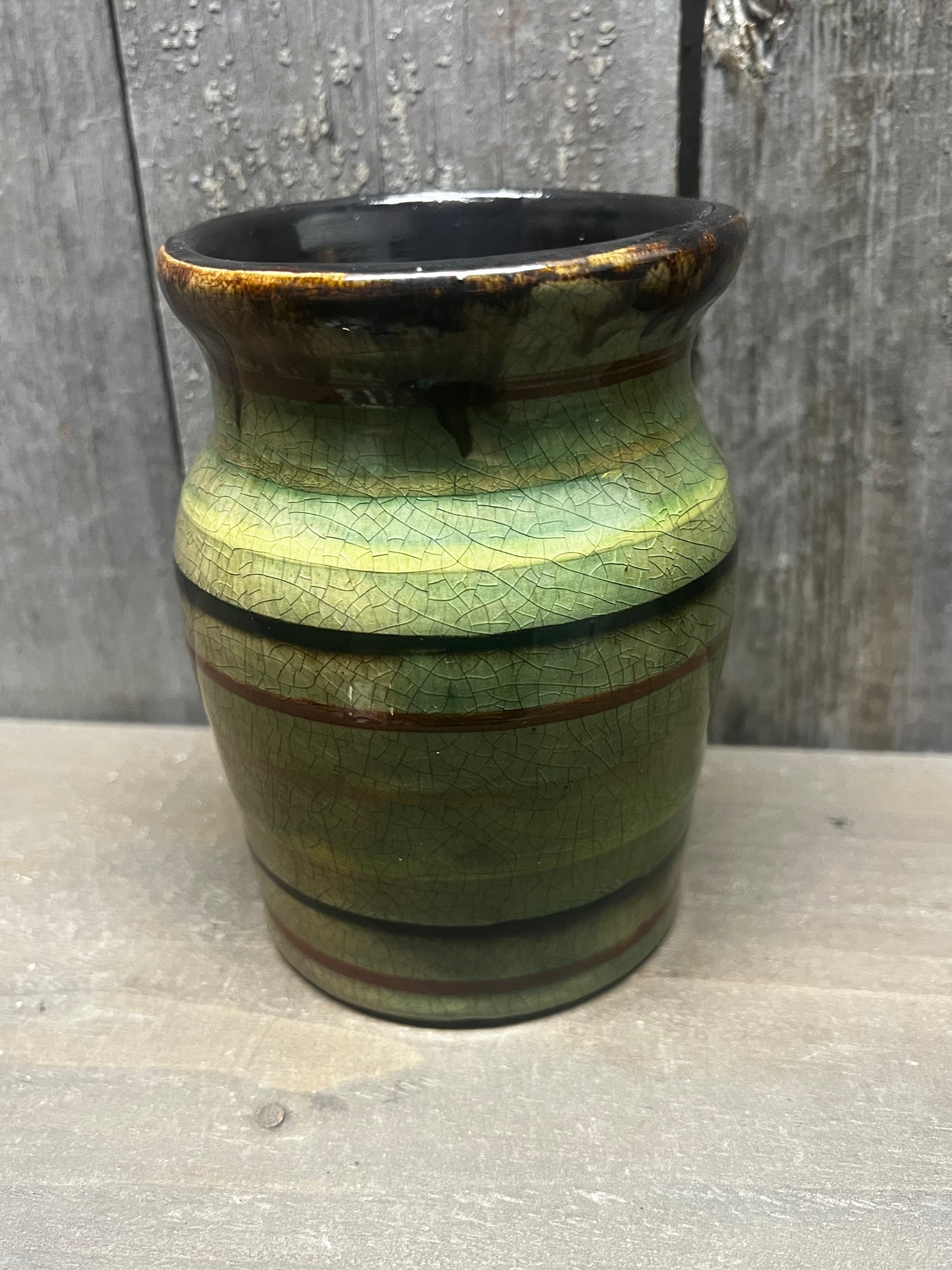 Vase, Redware 5", STRIPES