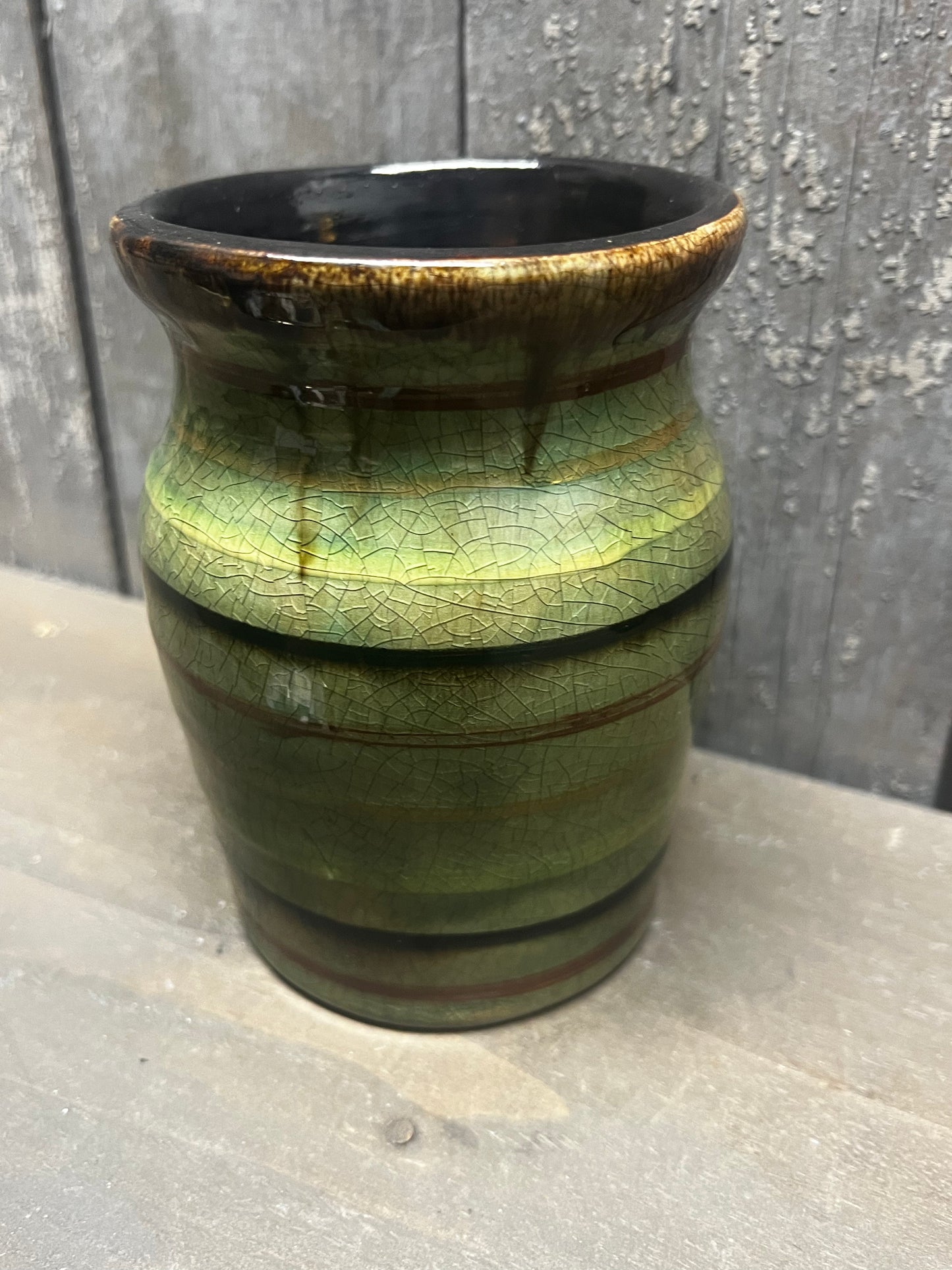 Vase, Redware 5", STRIPES