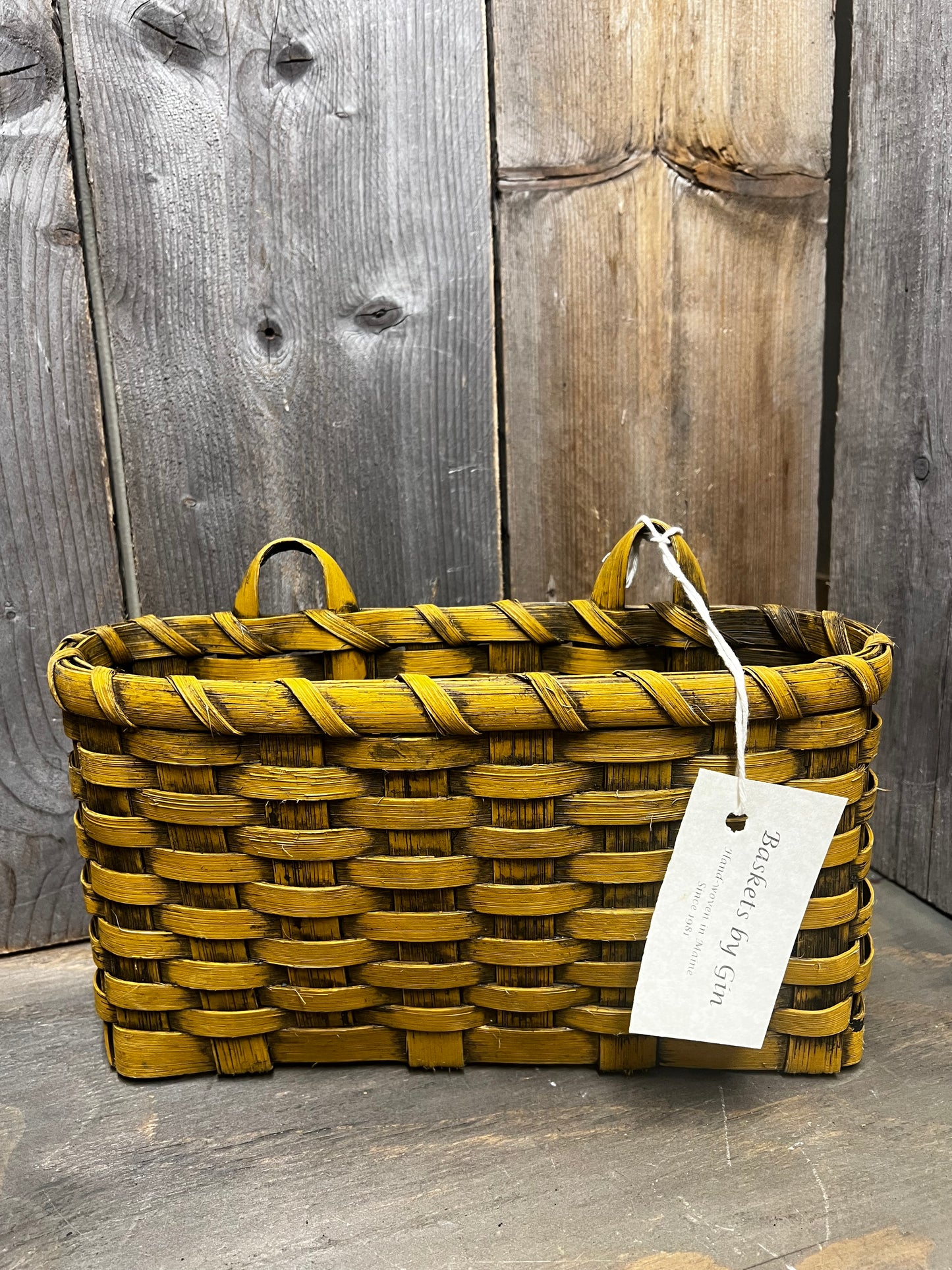 Floral Basket, Wide, MUSTARD