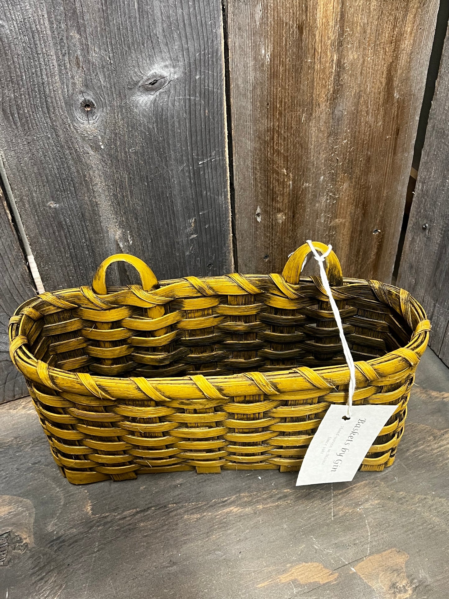 Floral Basket, Wide, MUSTARD