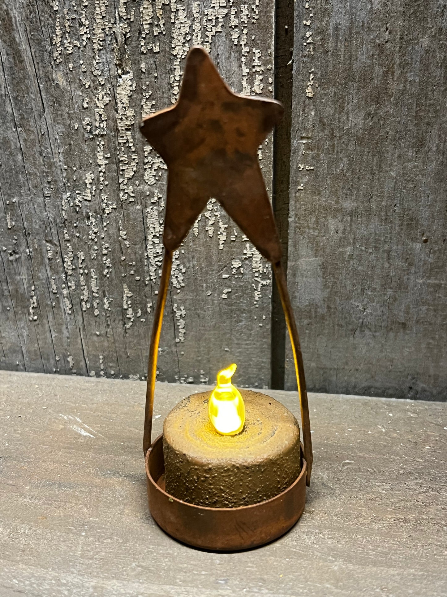 Tea Light Holder, RUSTY STAR