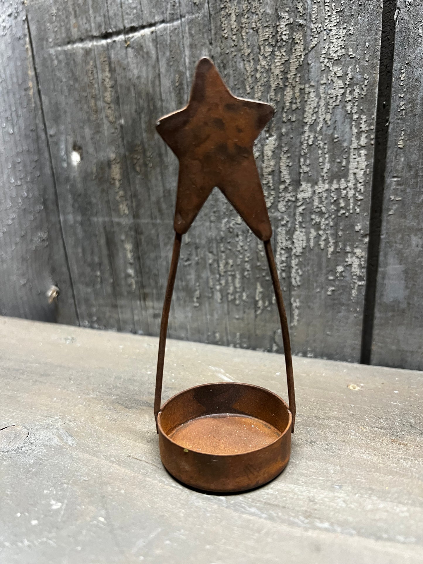 Tea Light Holder, RUSTY STAR