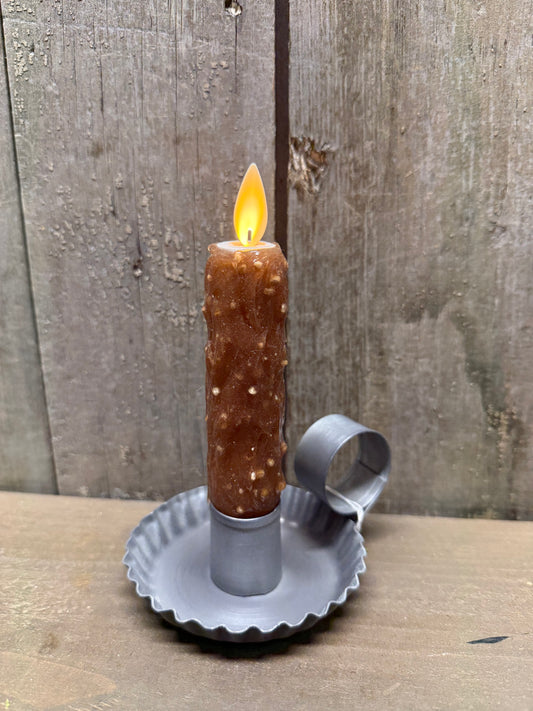 Candle Holder, CHAMBERSTICK, Smokey Black or Antique Tin