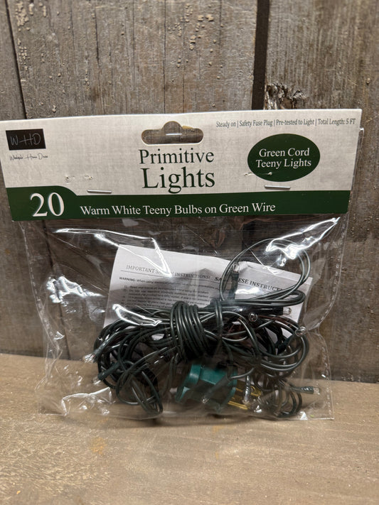 Teeny Bulbs, Green Wire, 20 Count, WARM WHITE