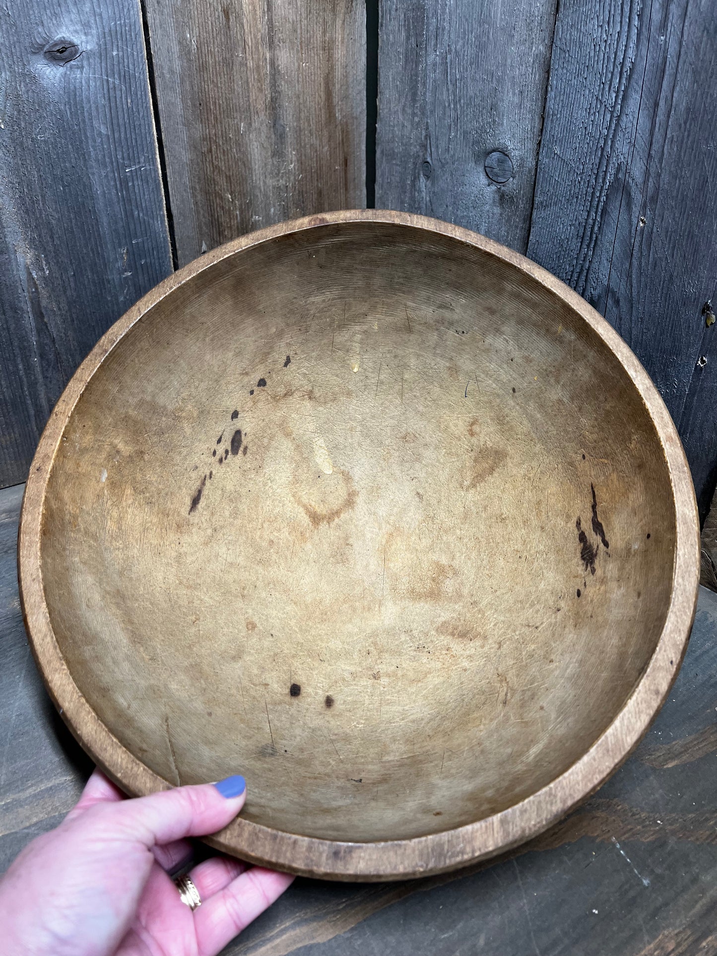 Butter/Dough Bowl, 14.25" OOR, AGE CRACK