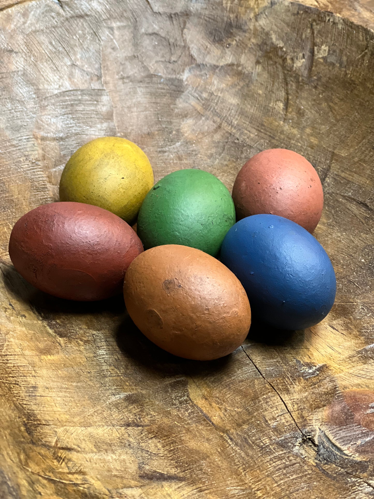 Wooden Eggs, Set/6, Grungy, COLORED