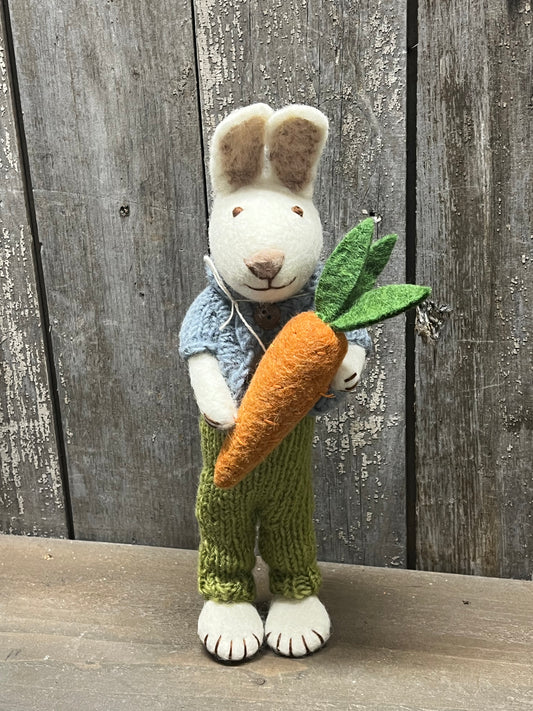 Bunny, Large Felted, SAGE PANTS & CARROT