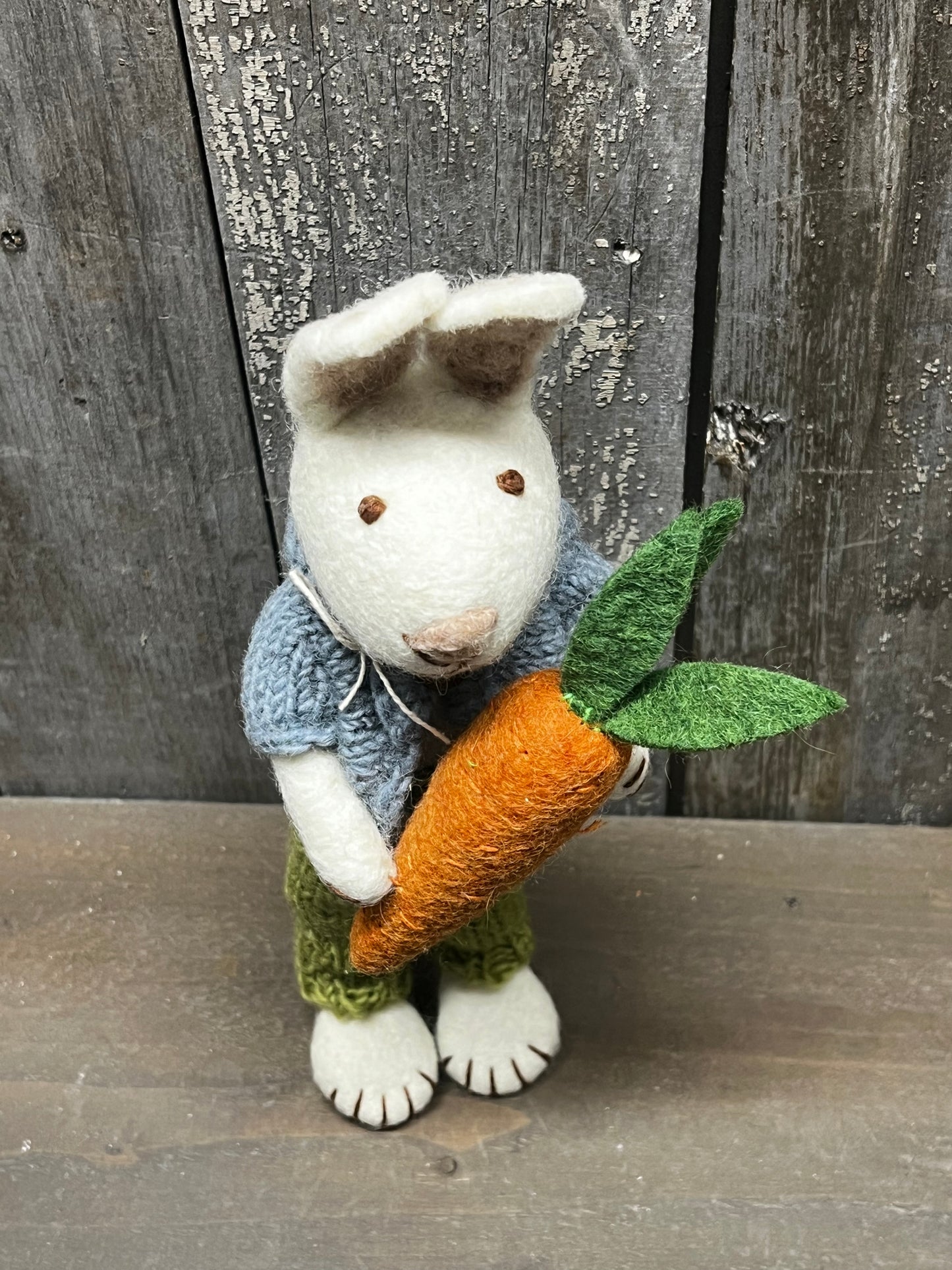 Bunny, Large Felted, SAGE PANTS & CARROT