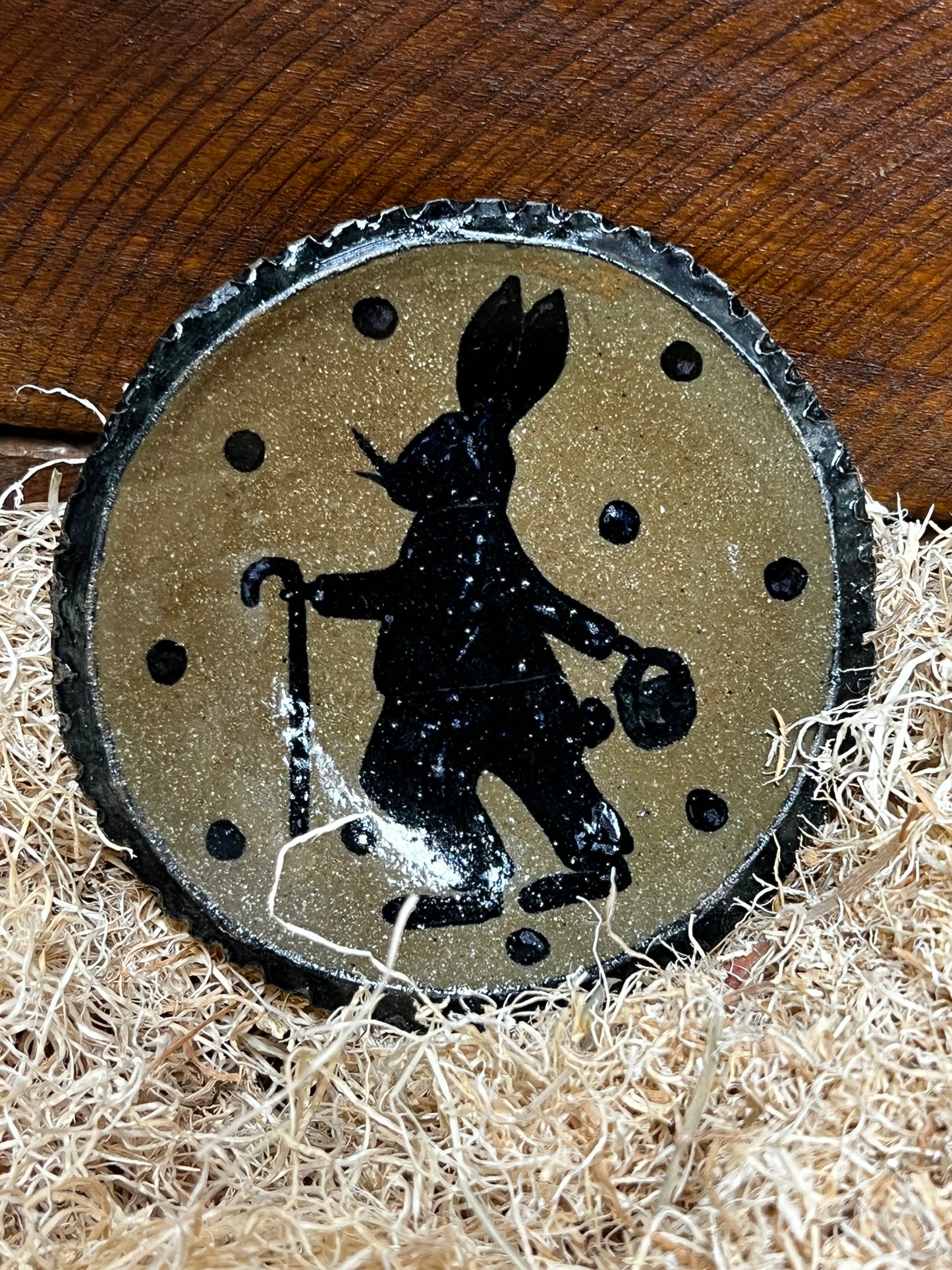 Plate, X Small, RABBIT W/CANE/BASKETS/DOTS