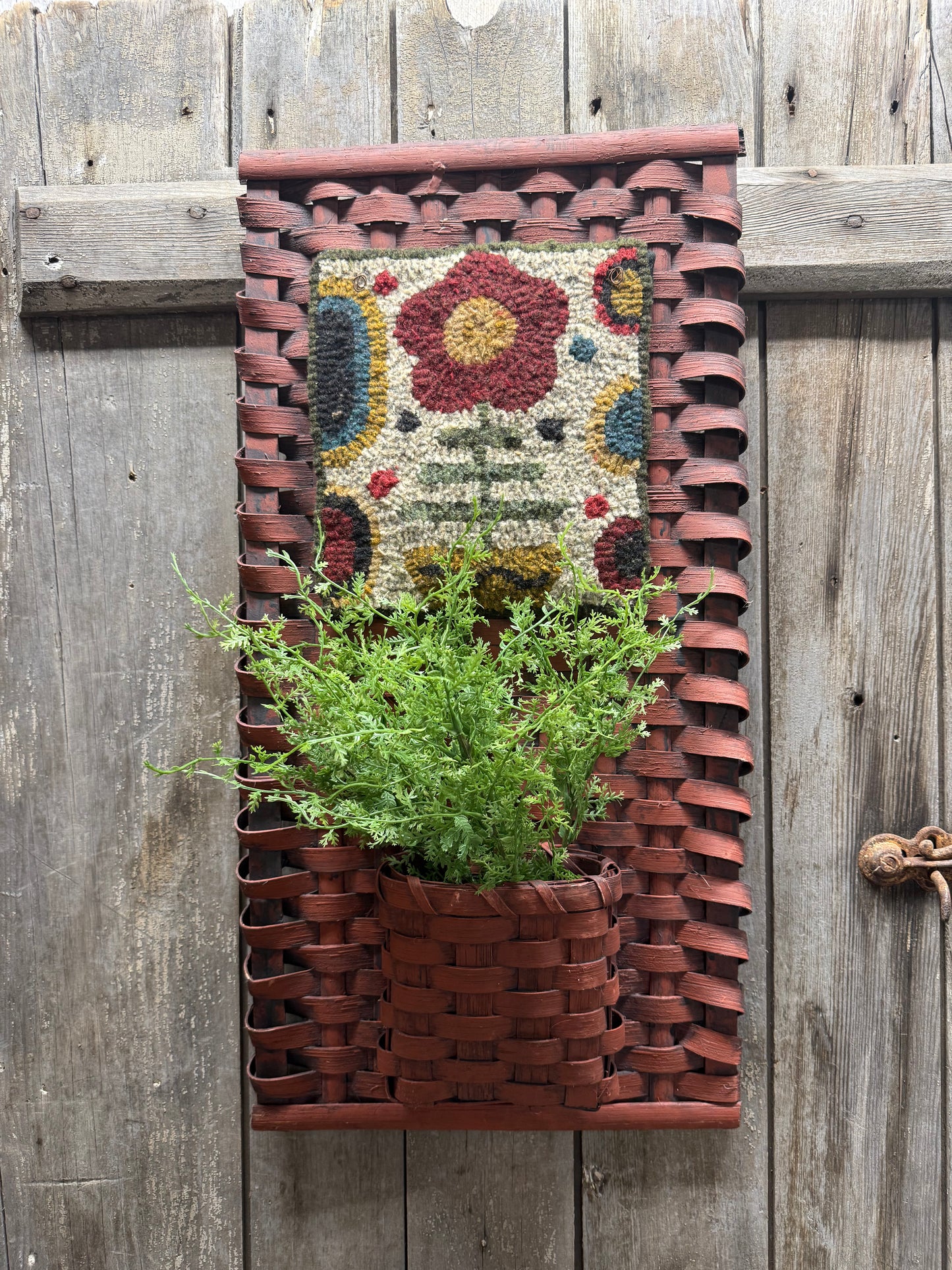 "PENNY, POSEY, POCKET", 24', Hooked Rug & Basket
