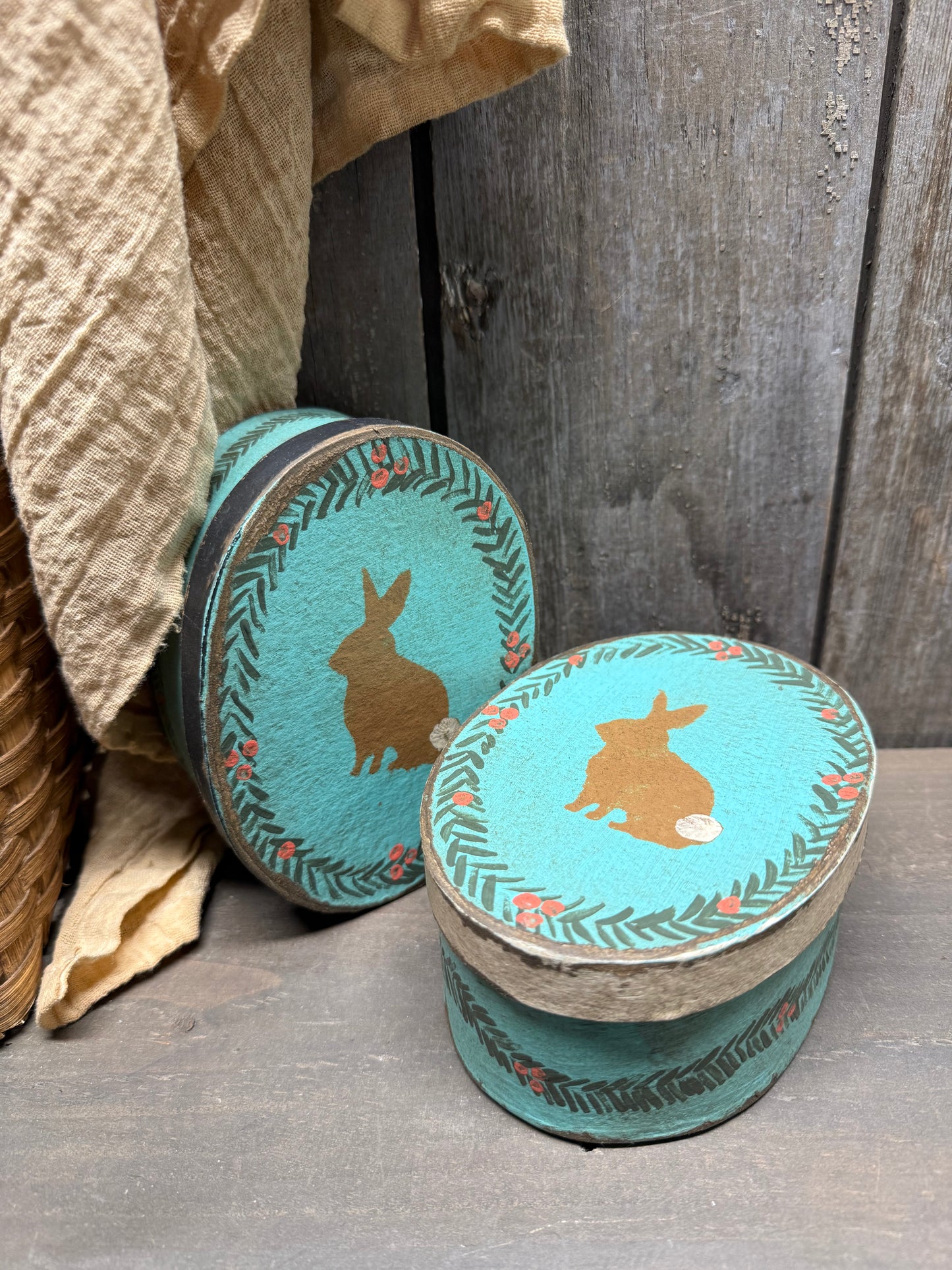 Paper Mache Box, 2 Sizes, WOODLAND RABBIT