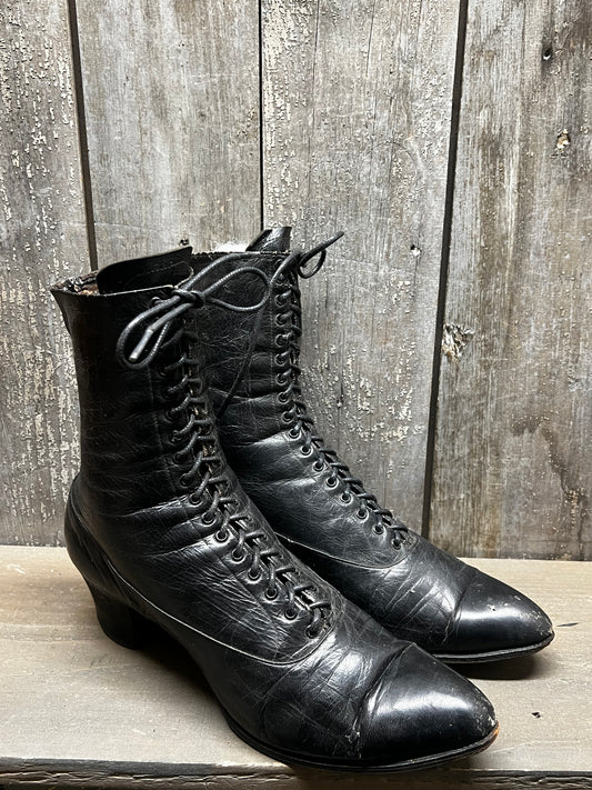 Boots, 8.5", Lace Up, BLACK