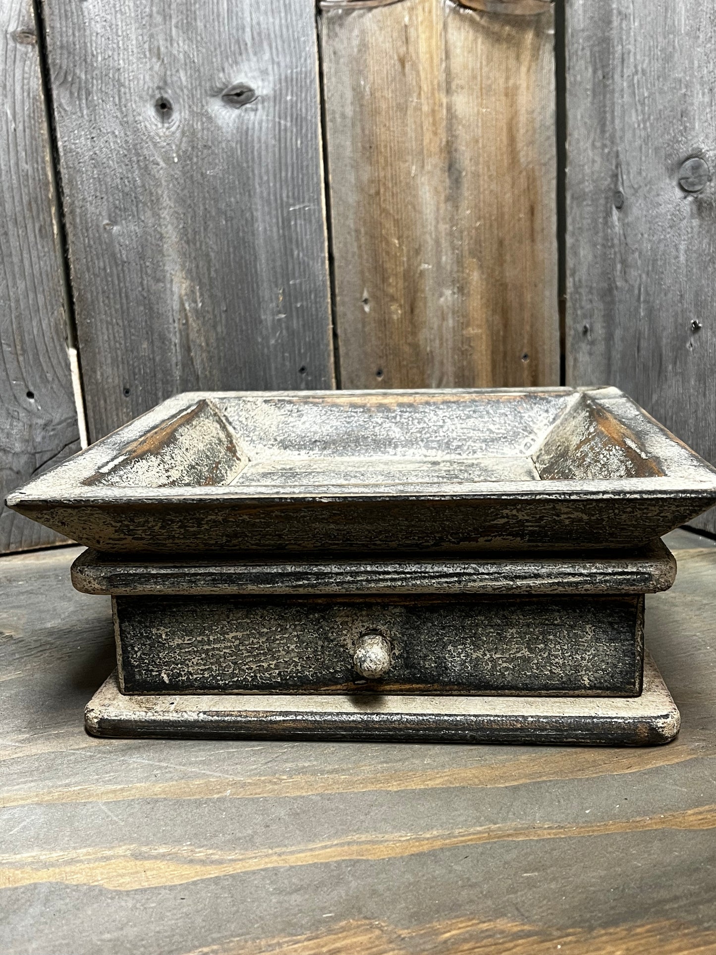 Wooden Candle Tray/Drawer, 12x12, OLDE IVORY