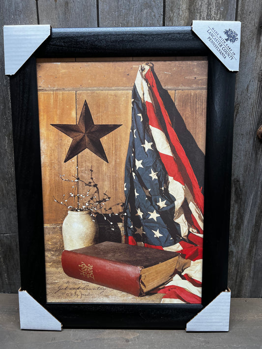 Framed Art, 12x18, GOD AND COUNTRY