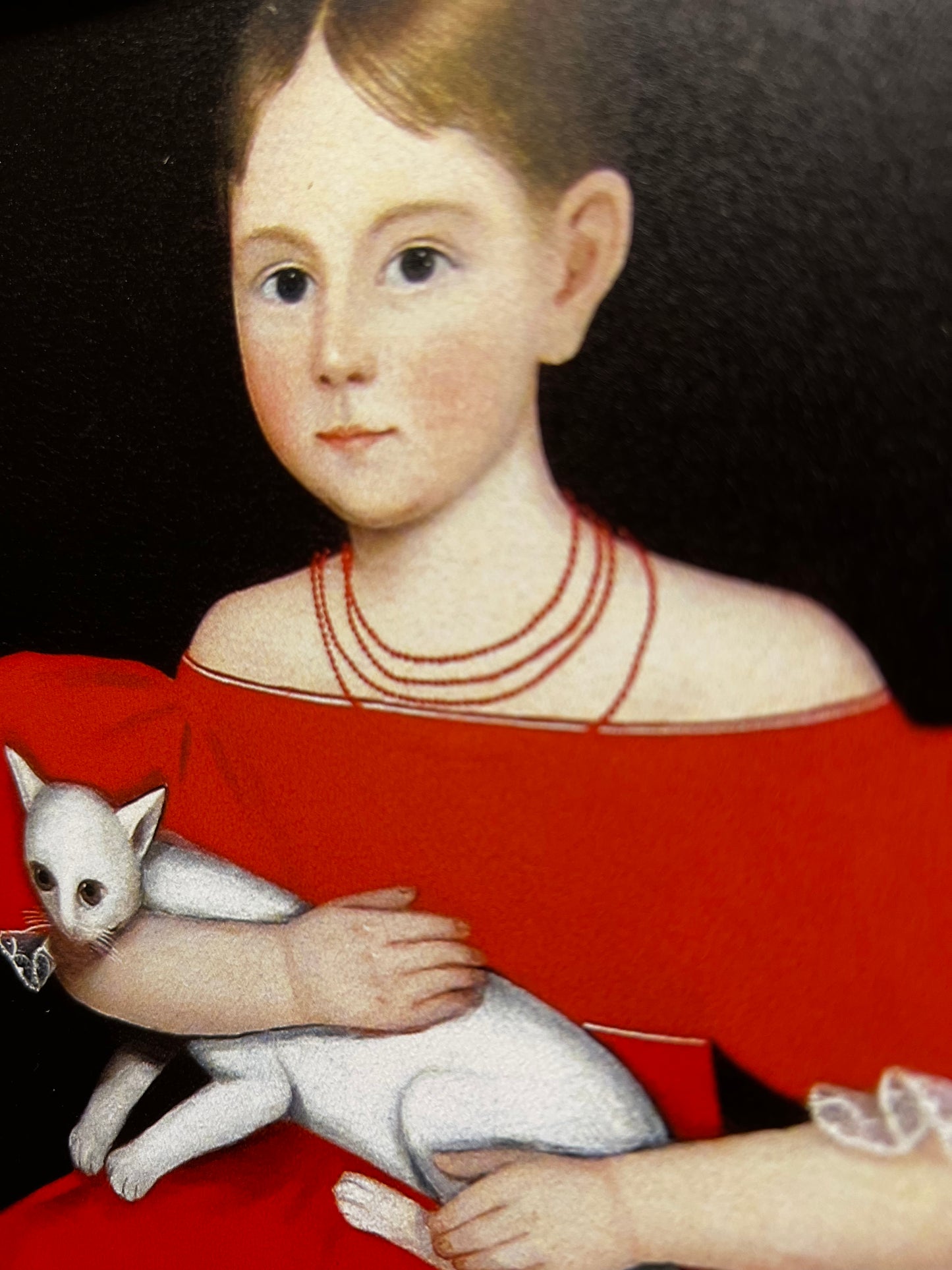 Framed Art, GIRL W/ RED DRESS /CAT & DOG