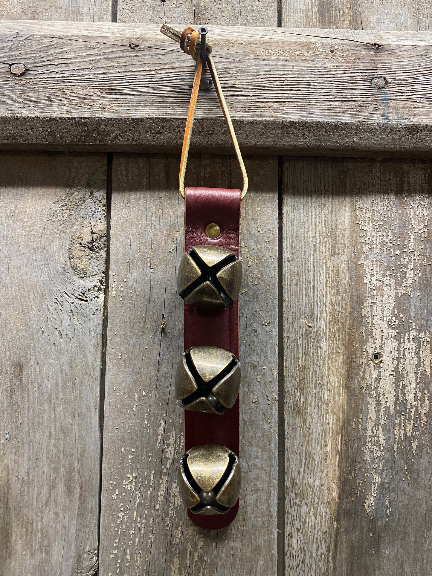 3 Bell Strap, BURGUNDY/ANTIQUE BRASS