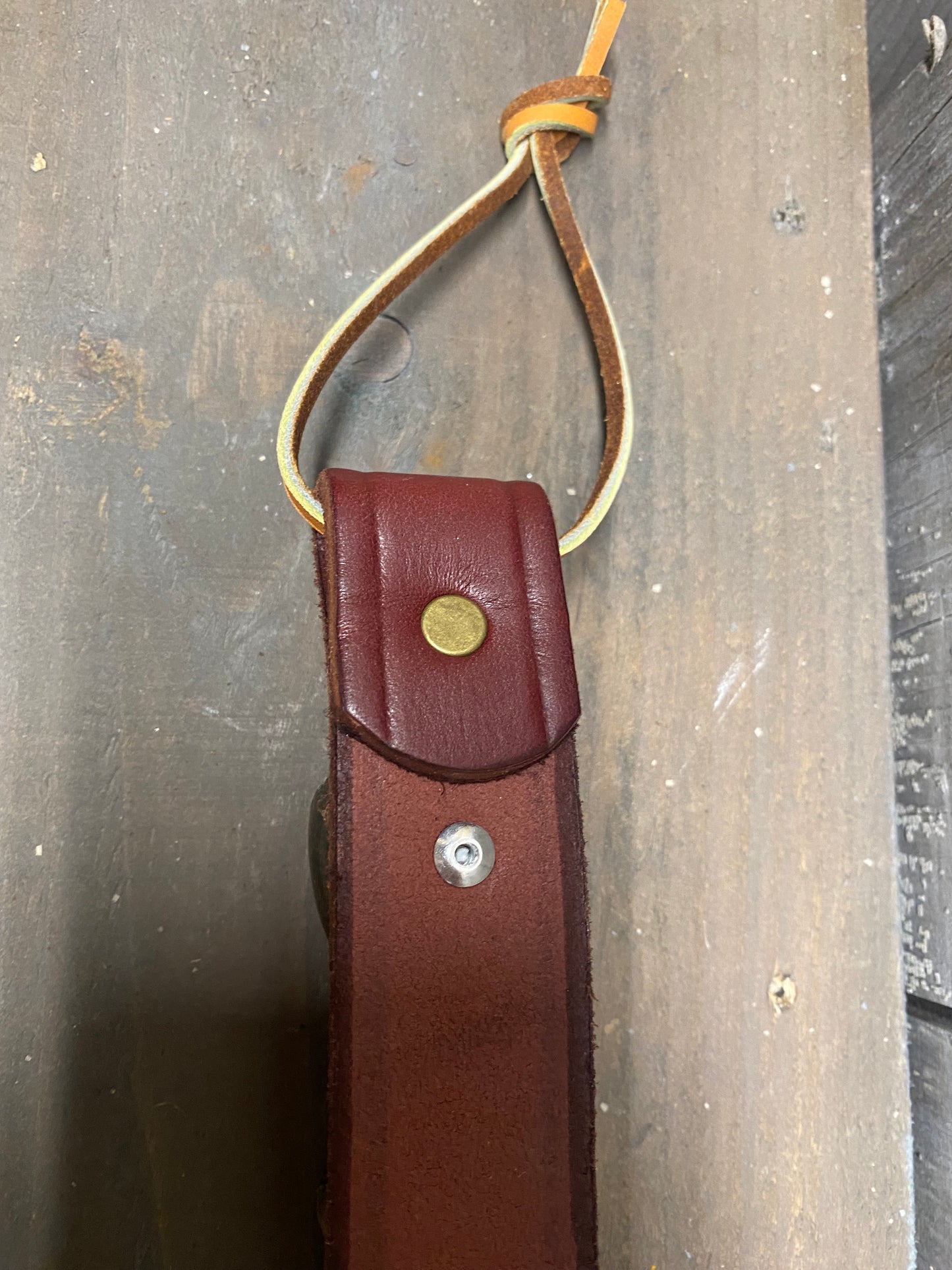 3 Bell Strap, BURGUNDY/ANTIQUE BRASS