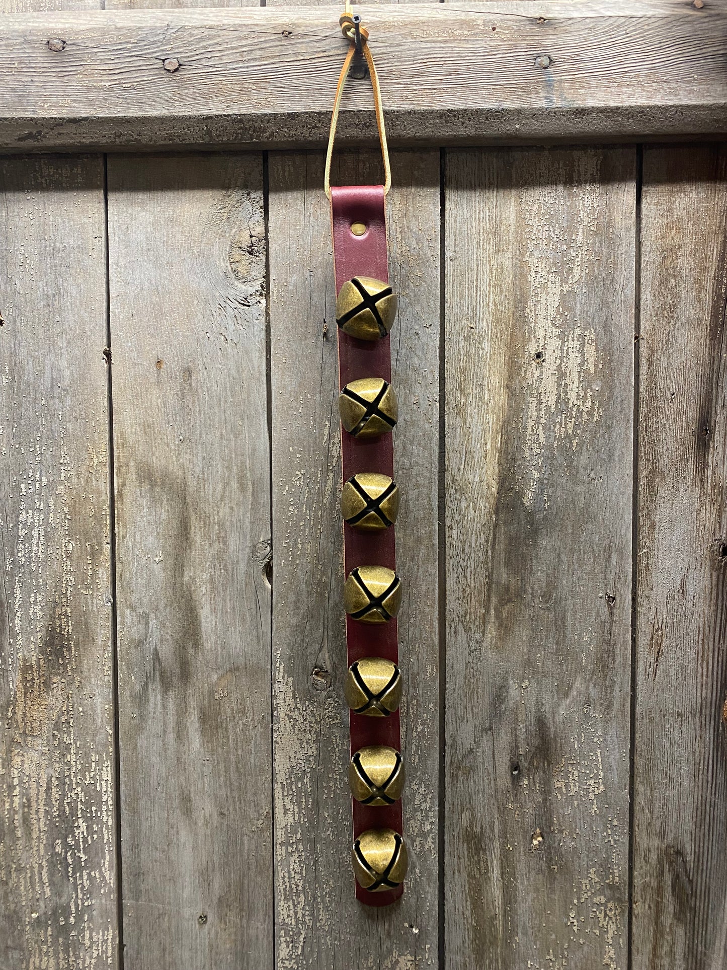 7 Bell Strap, BURGUNDY/ANTIQUE BRASS