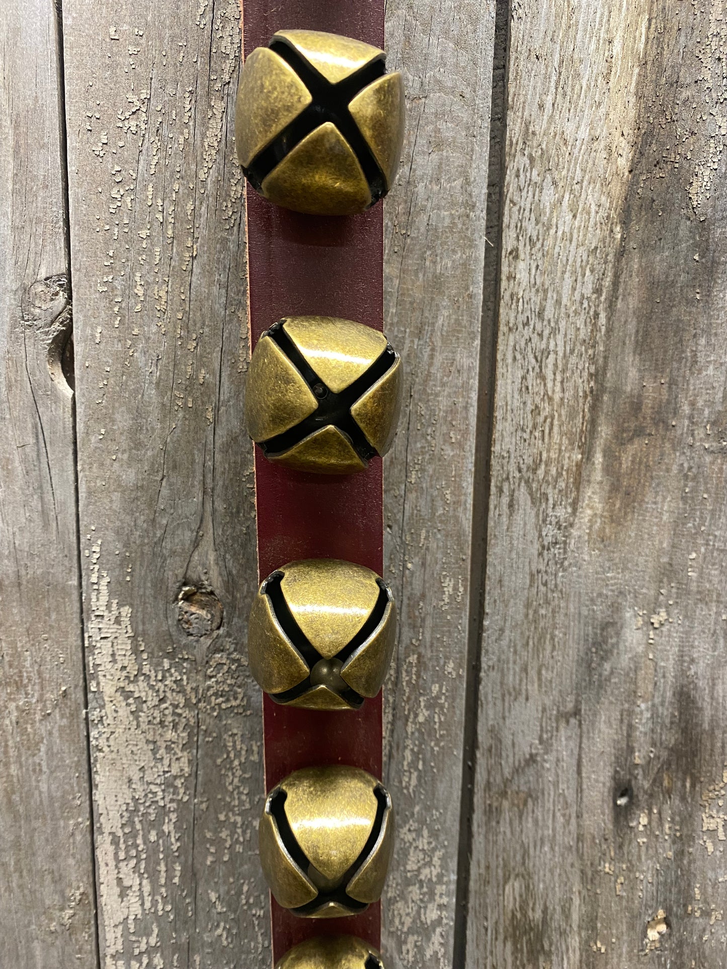 7 Bell Strap, BURGUNDY/ANTIQUE BRASS