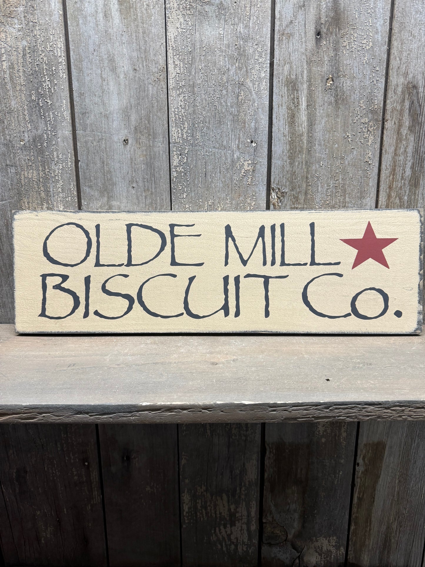 Sign, 18"x 5 1/2", OLDE MILL BISCUIT CO.