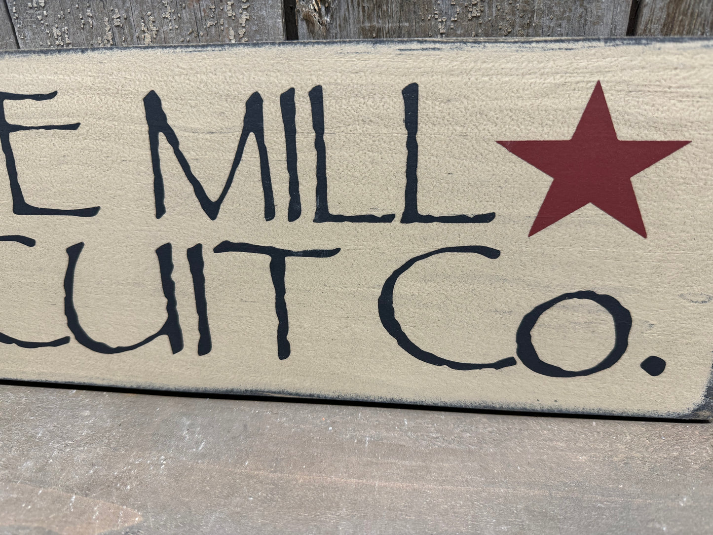 Sign, 18"x 5 1/2", OLDE MILL BISCUIT CO.